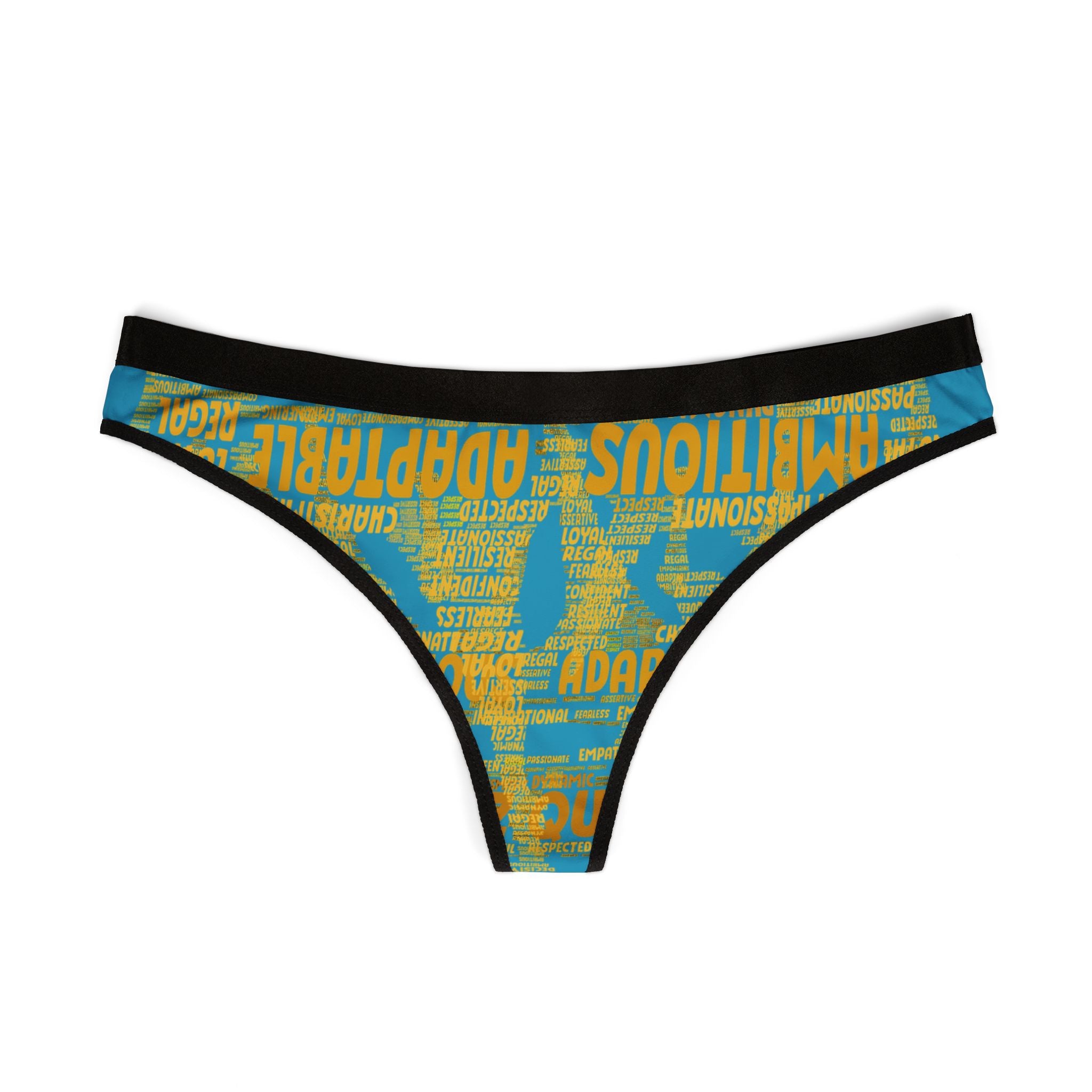 Women's Turquoise Yellow Thongs - Bold Statement Motivational Lingerie