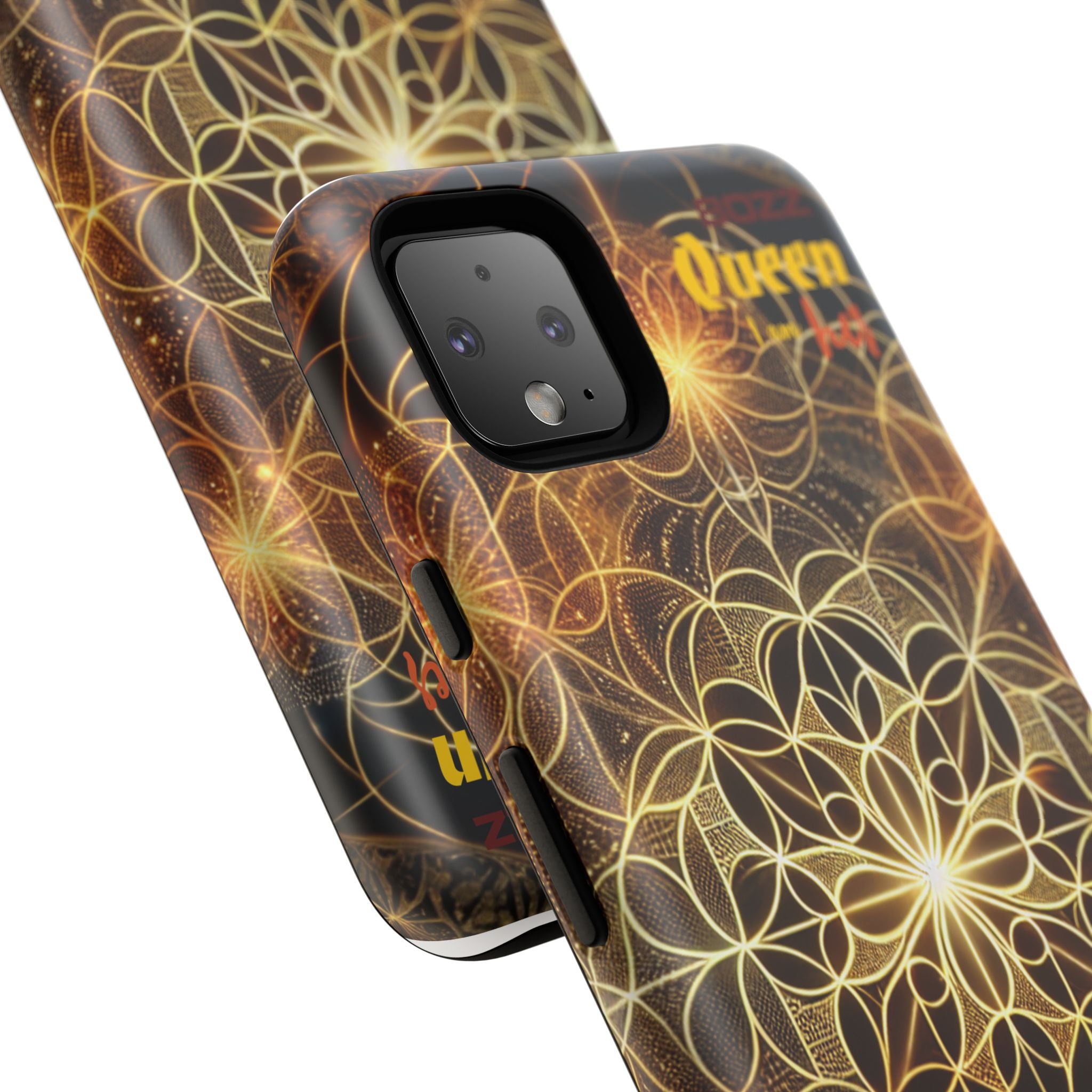 Golden Flower Mandala Phone Case, Tough Cases, Bohemian Phone Cover, Unique Gift for Him/Her, Spiritual and Artistic Design