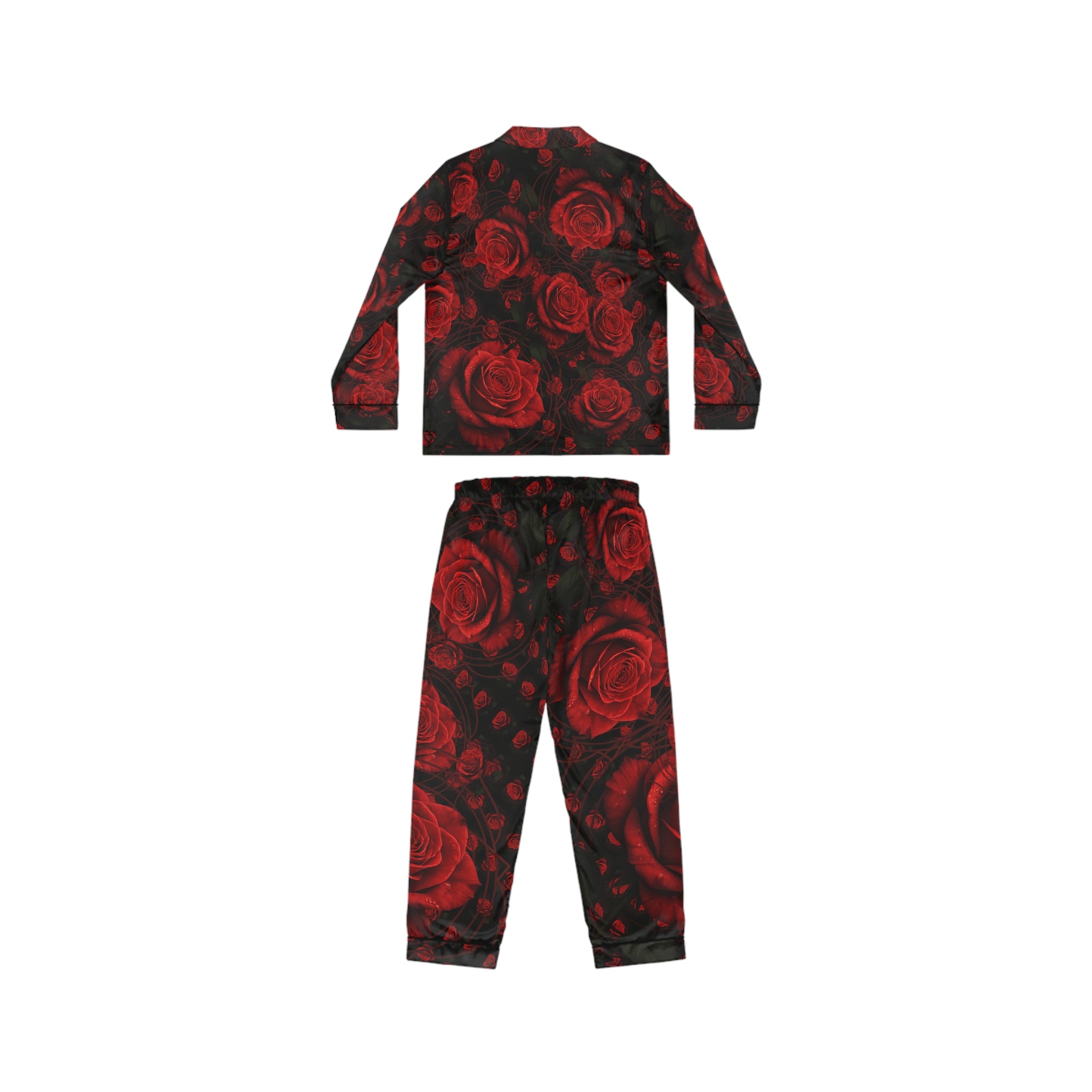 Red Root Chakra Floral Satin Pajamas Set - Luxurious Women's Sleepwear Gift