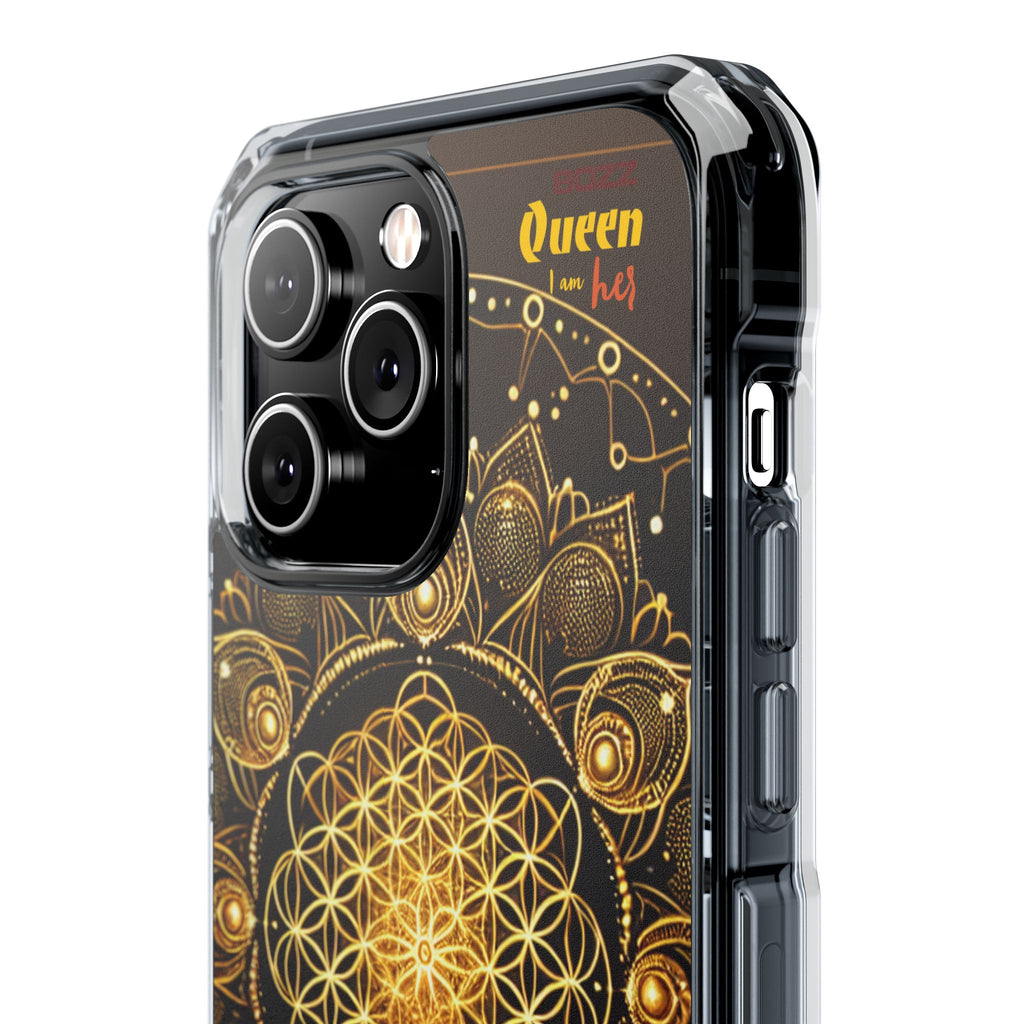 Magnetic Phone Case with Spiritual Mandala Design, Bozz Queen, Durable Clear Impact Case, Unique Gift for Spiritual Seekers, Phone Accessory