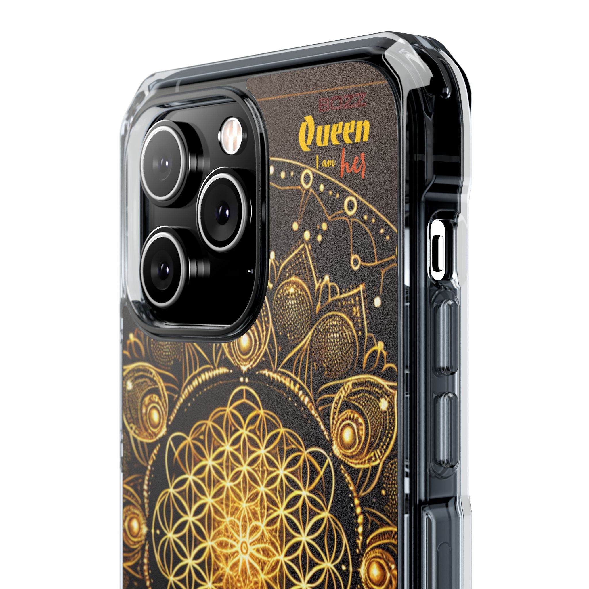 Magnetic Phone Case with Spiritual Mandala Design, Bozz Queen, Durable Clear Impact Case, Unique Gift for Spiritual Seekers, Phone Accessory