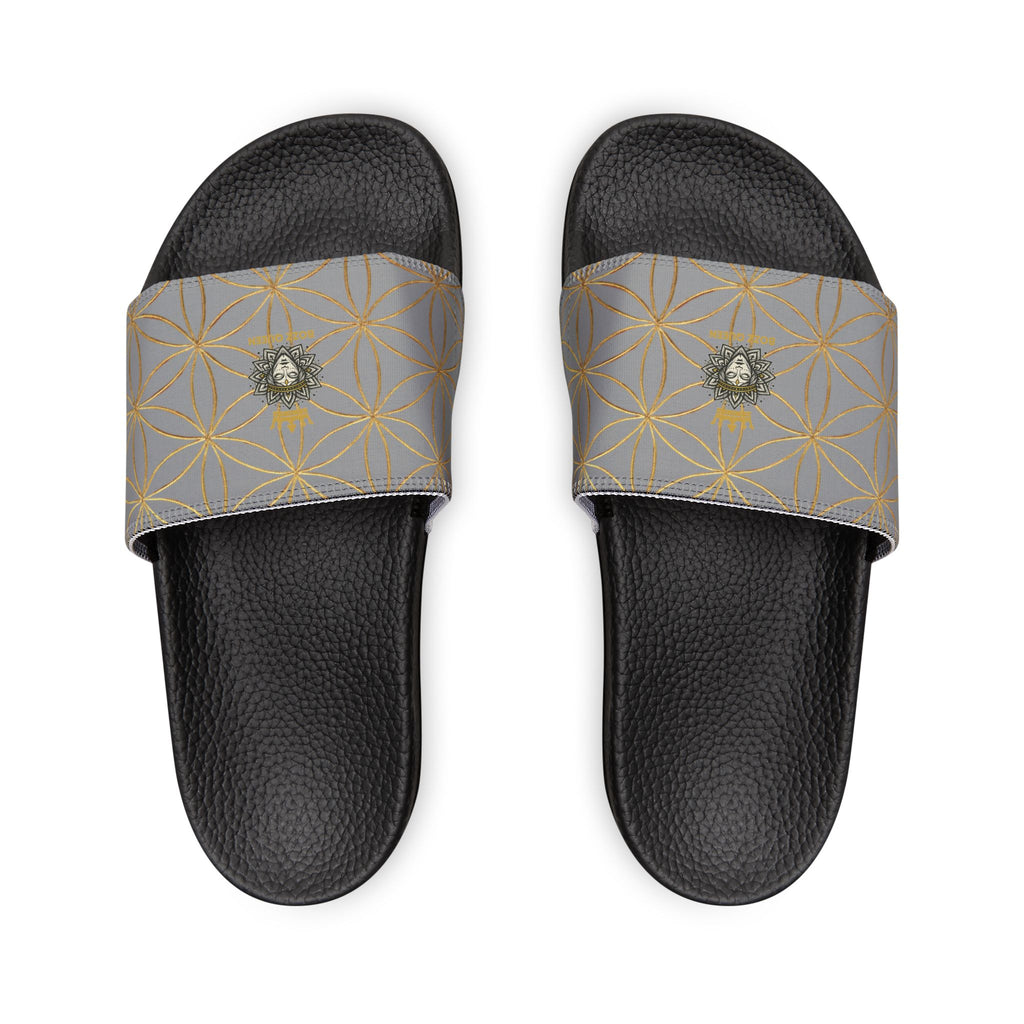 Bozz Queen Grey Flower of Life Women's Sandals - Removable Strap Beach Slides