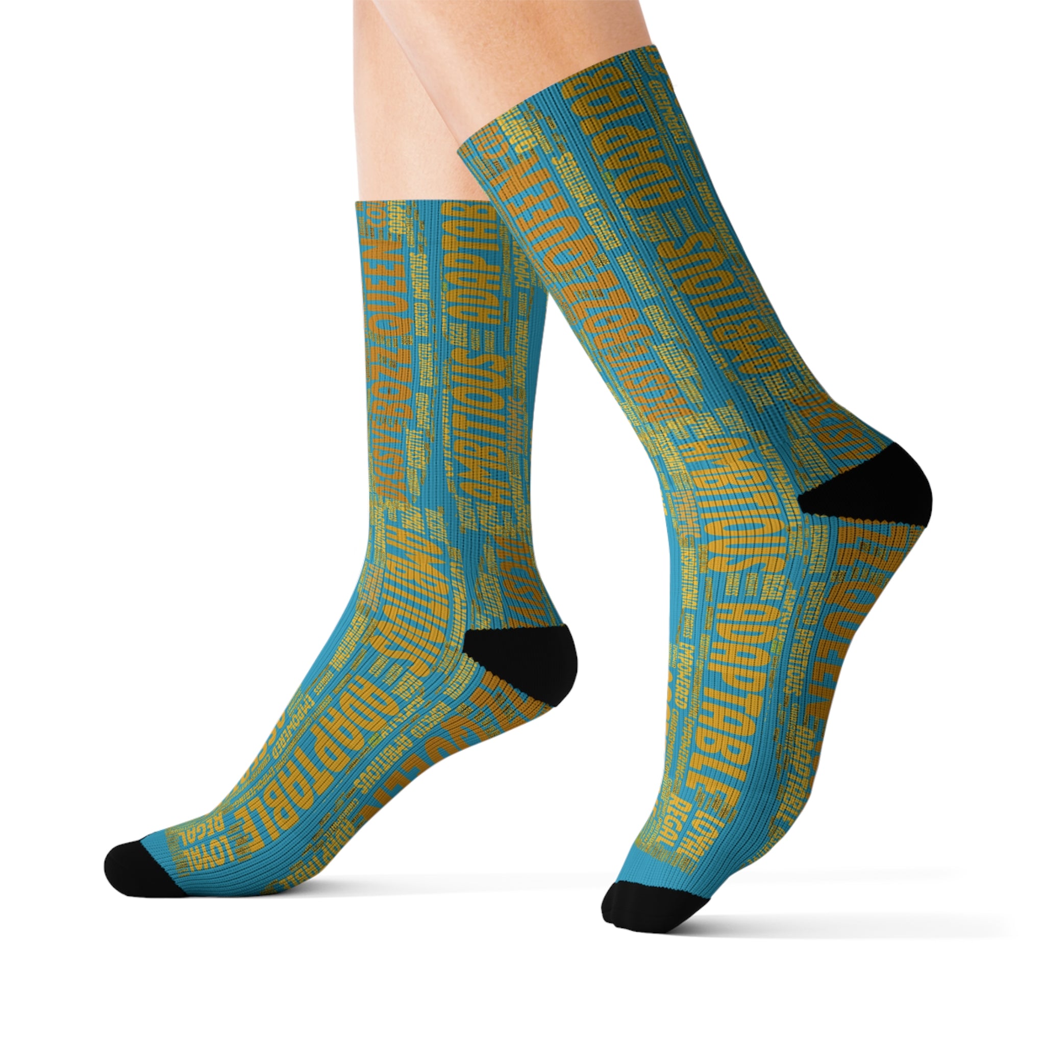BOZZ QUEEN Turquoise Bold Statement Socks - Empowering Motivational Wear