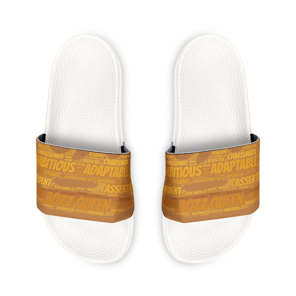 Bozz Queen Light Brown & Gold Women's Sandals - Removable Strap Beach Slides
