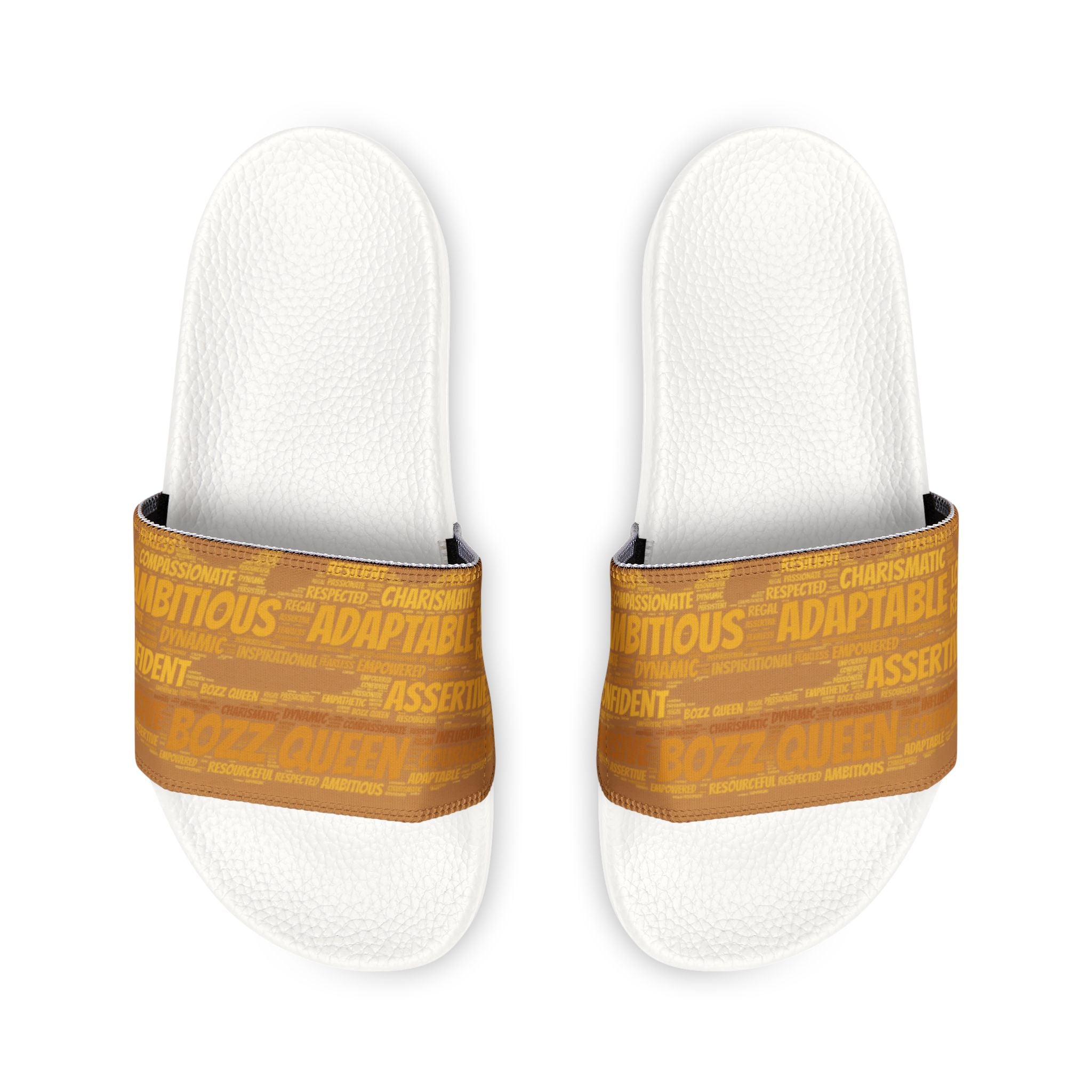 Bozz Queen Light Brown & Gold Women's Sandals - Removable Strap Beach Slides
