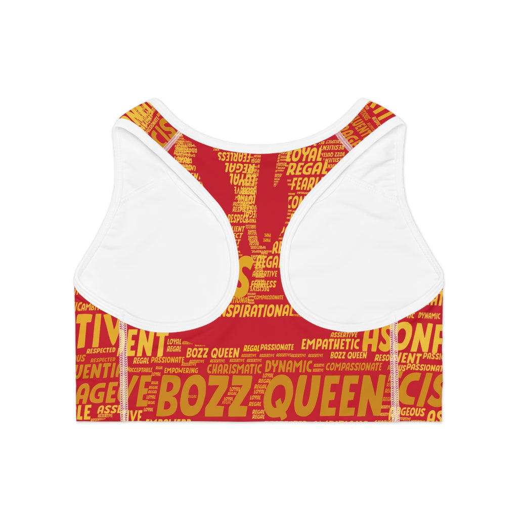 Empowered Words Sports Bra - Bozz Queen Origin Collection | Red & Yellow