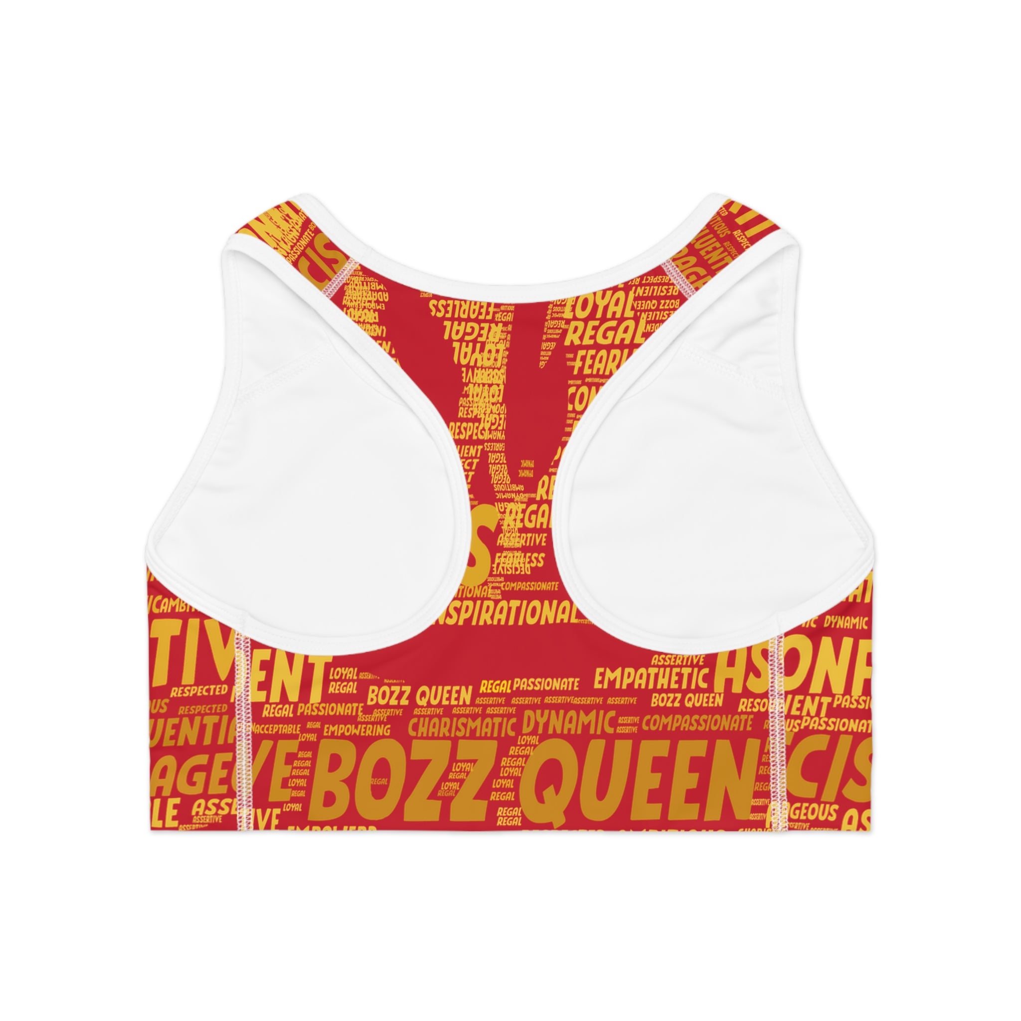 Empowered Words Sports Bra - Bozz Queen Origin Collection | Red & Yellow
