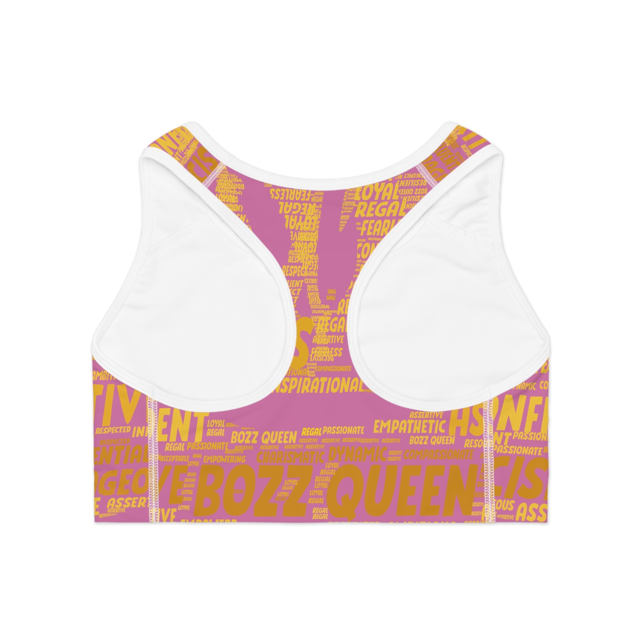 Empowered Words Sports Bra - Bozz Queen Origin Collection | Light Pink & Yellow