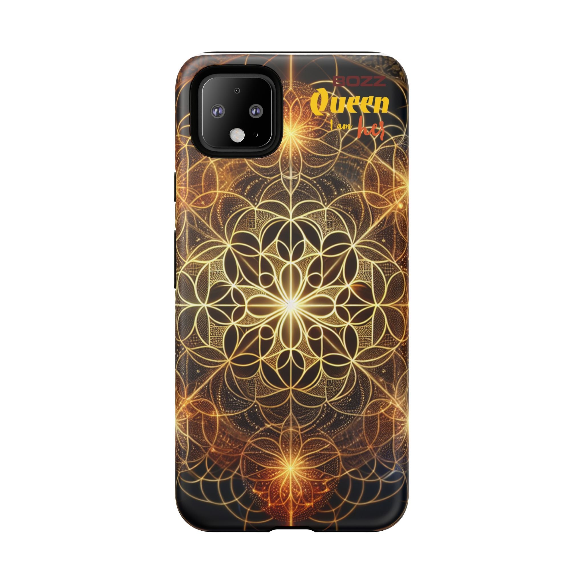 Golden Flower Mandala Phone Case, Tough Cases, Bohemian Phone Cover, Unique Gift for Him/Her, Spiritual and Artistic Design