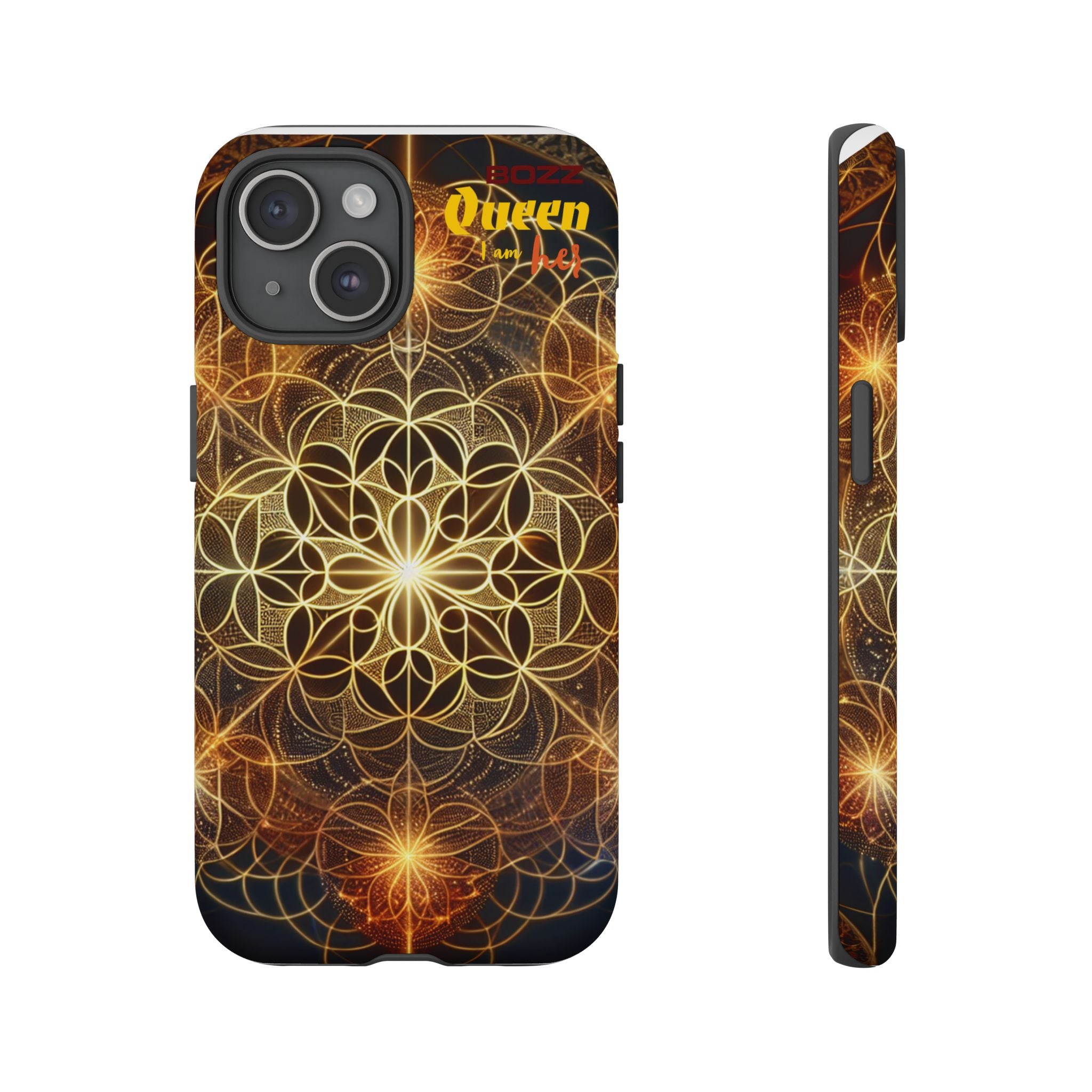 Golden Flower Mandala Phone Case, Tough Cases, Bohemian Phone Cover, Unique Gift for Him/Her, Spiritual and Artistic Design