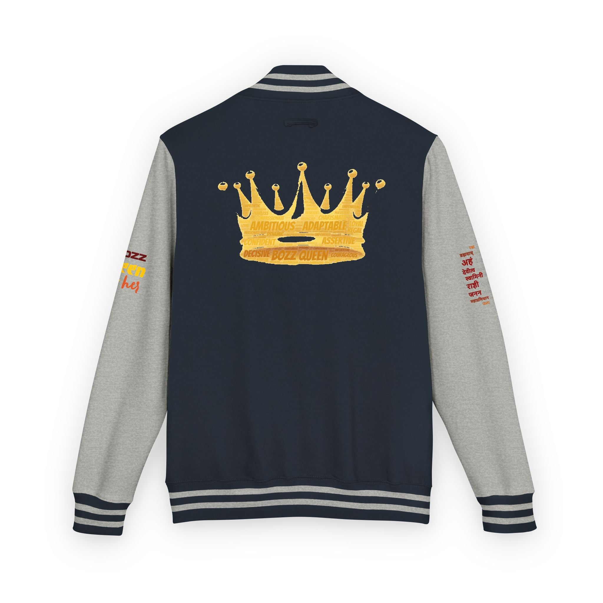Bozz Queen Crown Design Letterman Jacket - Unisex Heavyweight Varsity Jacket