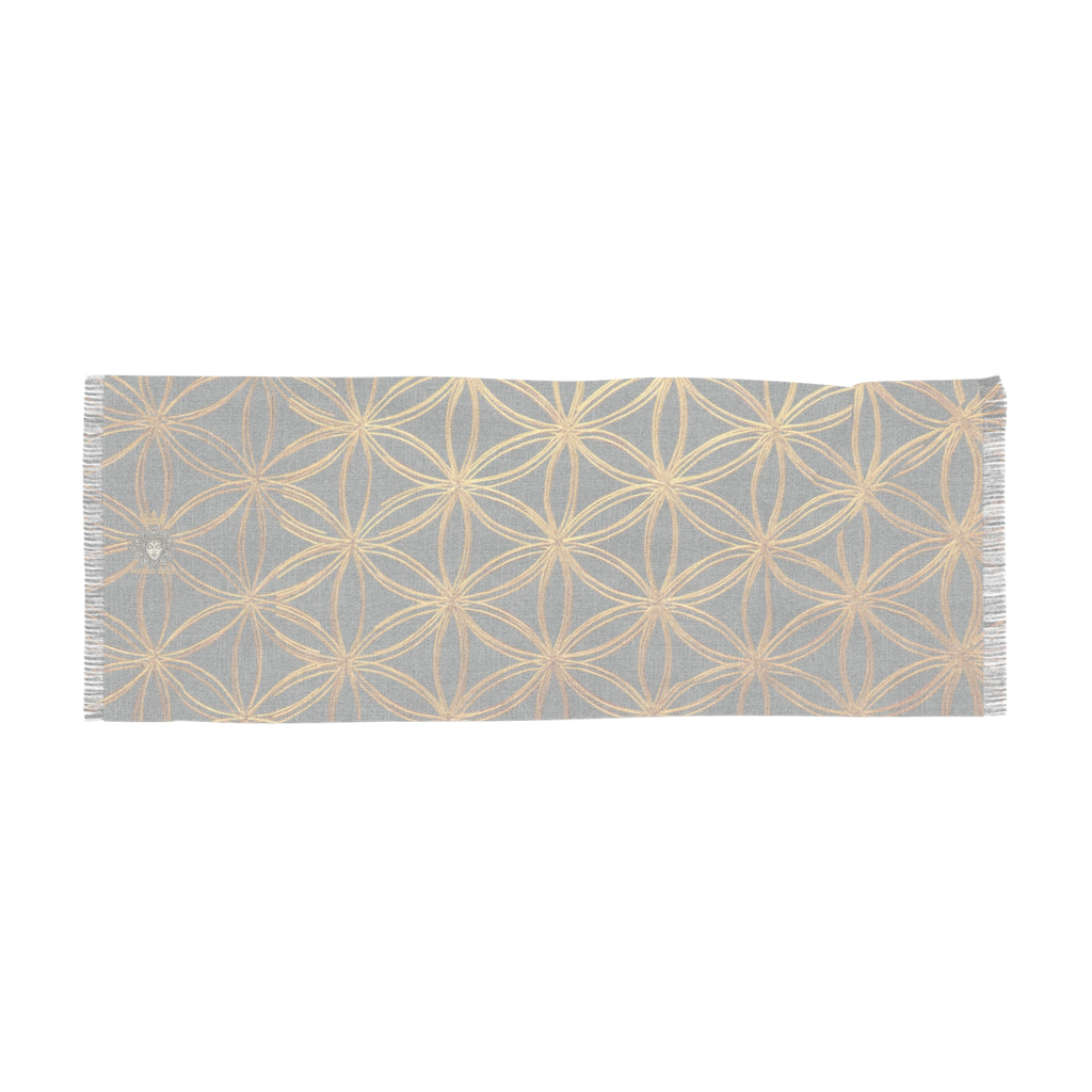 Dark Grey & Gold Flower of Life Scarf - Geometric Pattern | Bozz Queen