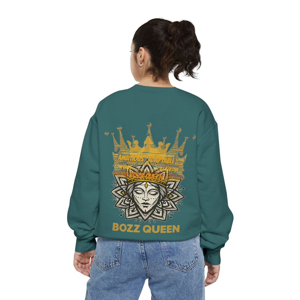 Bozz Queen Women Garment-Dyed Sweatshirt - Flower of Life Design