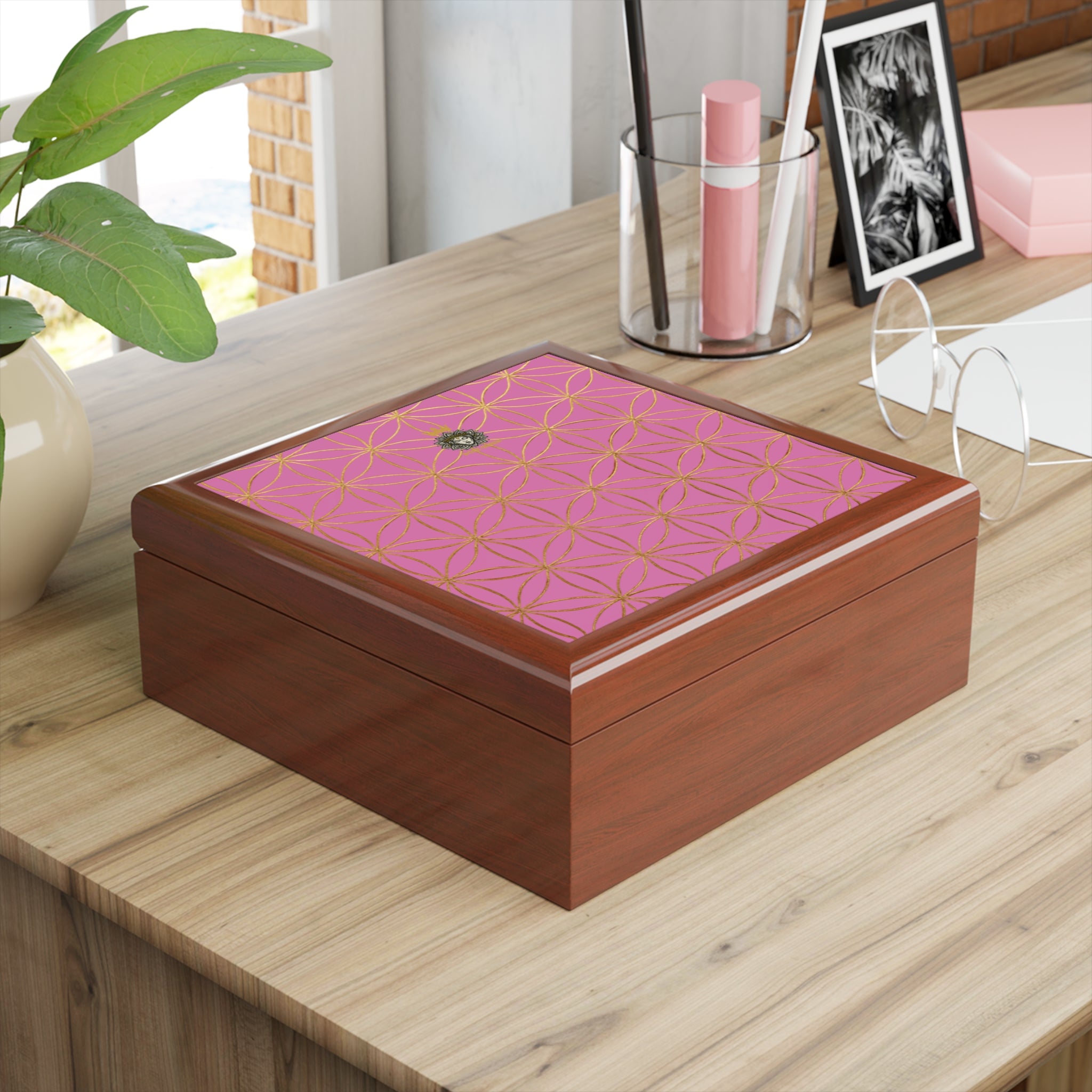 Flower of Life Jewelry Box - Light Pink Elegant Keepsake Organizer