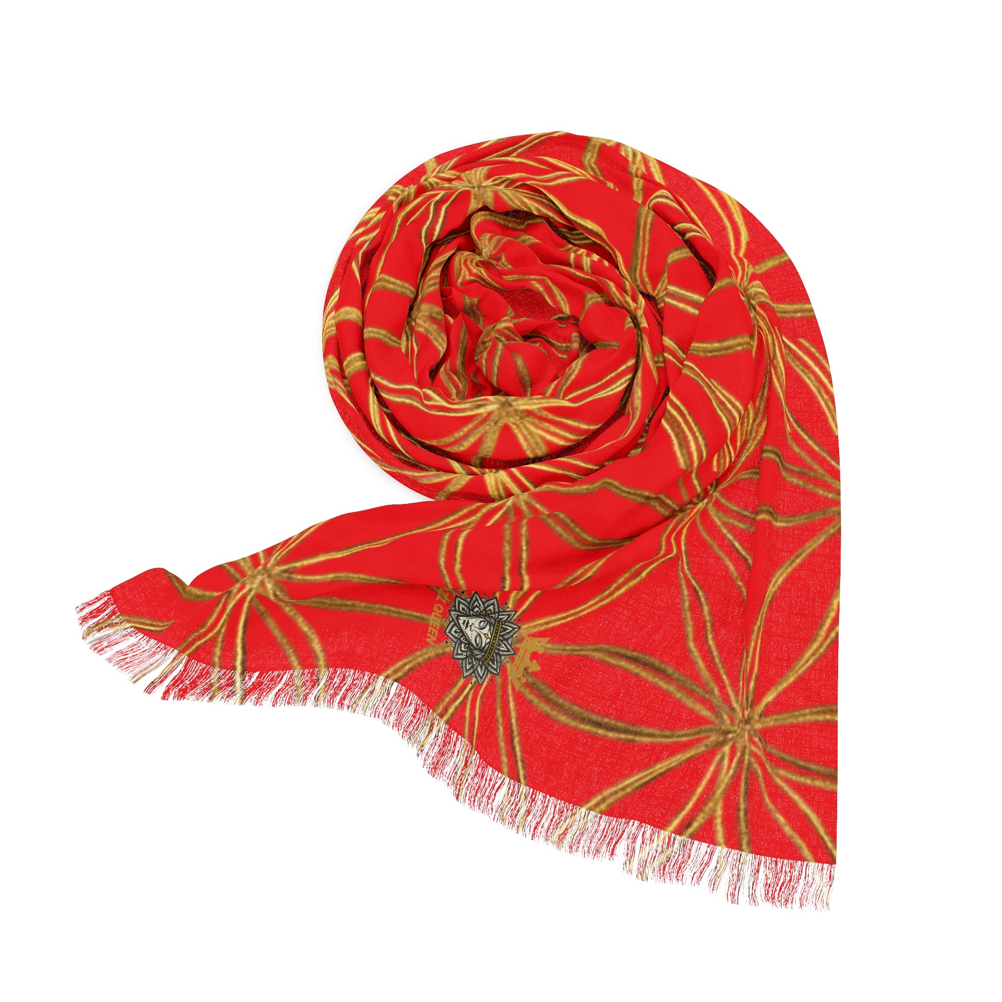Red & Gold Flower of Life Scarf - Geometric Pattern | Bozz Queen