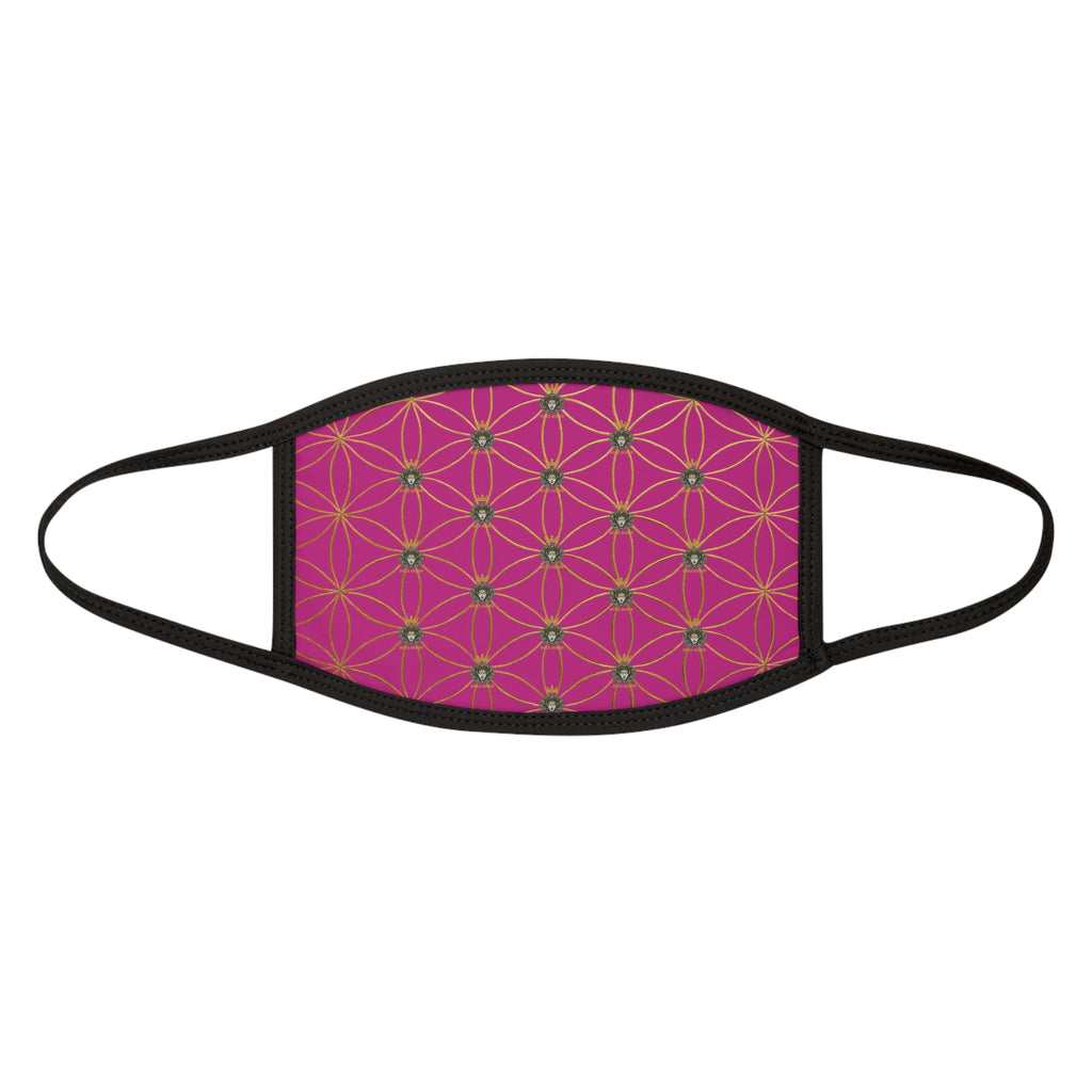 Pink and Golden Flower of Life Bozz Queen Stylish Mixed-Fabric Face Mask, Fashionable Cloth Mask, Breathable Face Cover, Artisanal Face Protection, Unique Design Face Mask