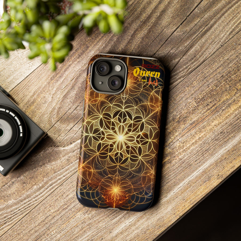 Golden Flower Mandala Phone Case, Tough Cases, Bohemian Phone Cover, Unique Gift for Him/Her, Spiritual and Artistic Design