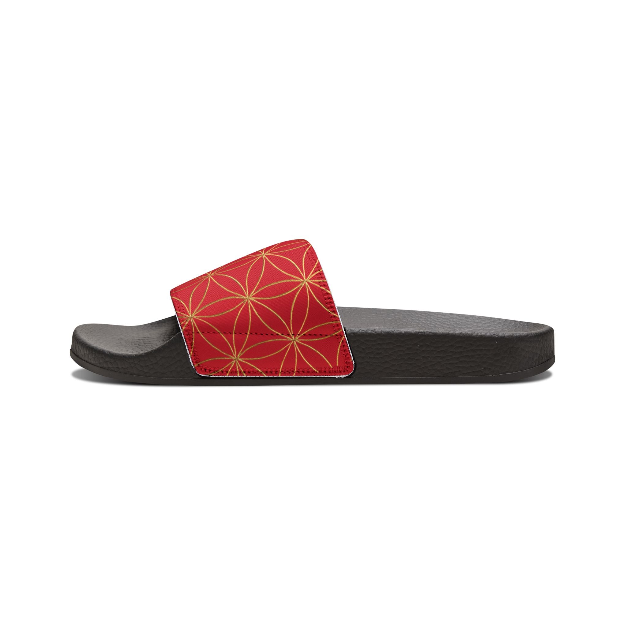 Bozz Queen Dark Red Flower of Life Women's Sandals - Removable Strap Beach Slides