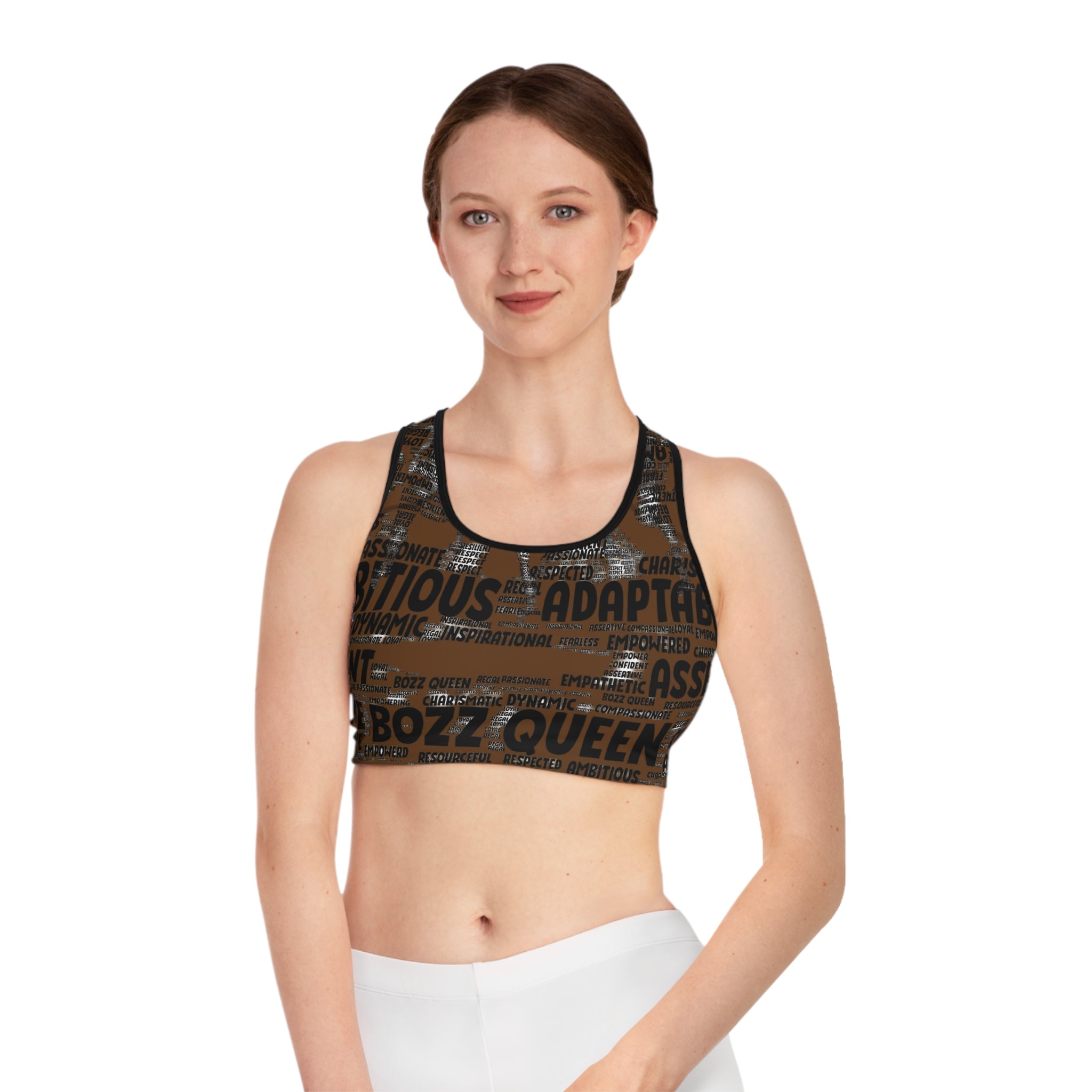 Empowering Sports Bra - Bozz Queen Origin Collection | Brown & Black