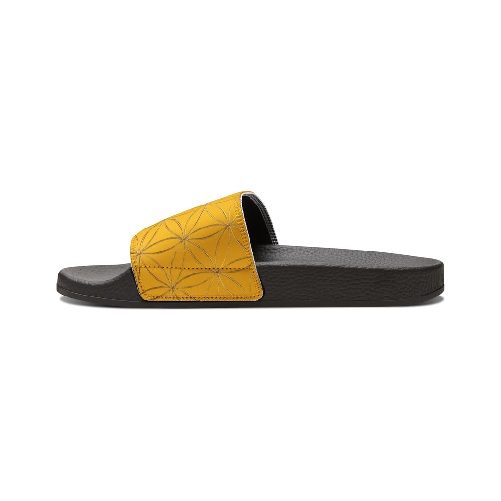Bozz Queen Yellow Flower of Life Women's Sandals - Removable Strap Beach Slides