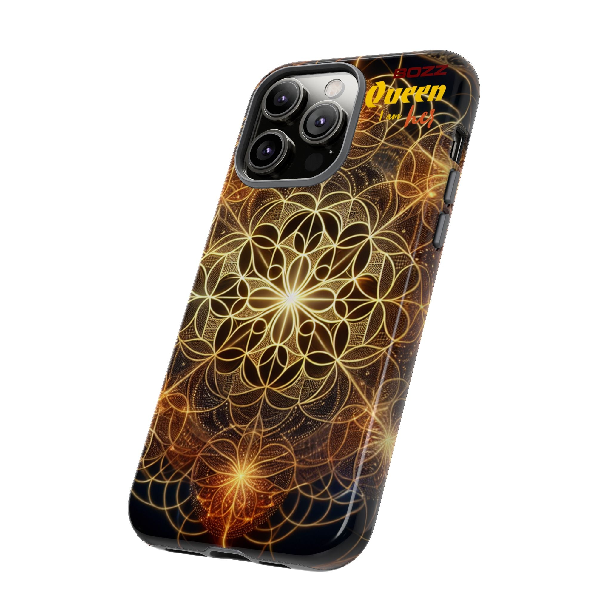 Golden Flower Mandala Phone Case, Tough Cases, Bohemian Phone Cover, Unique Gift for Him/Her, Spiritual and Artistic Design