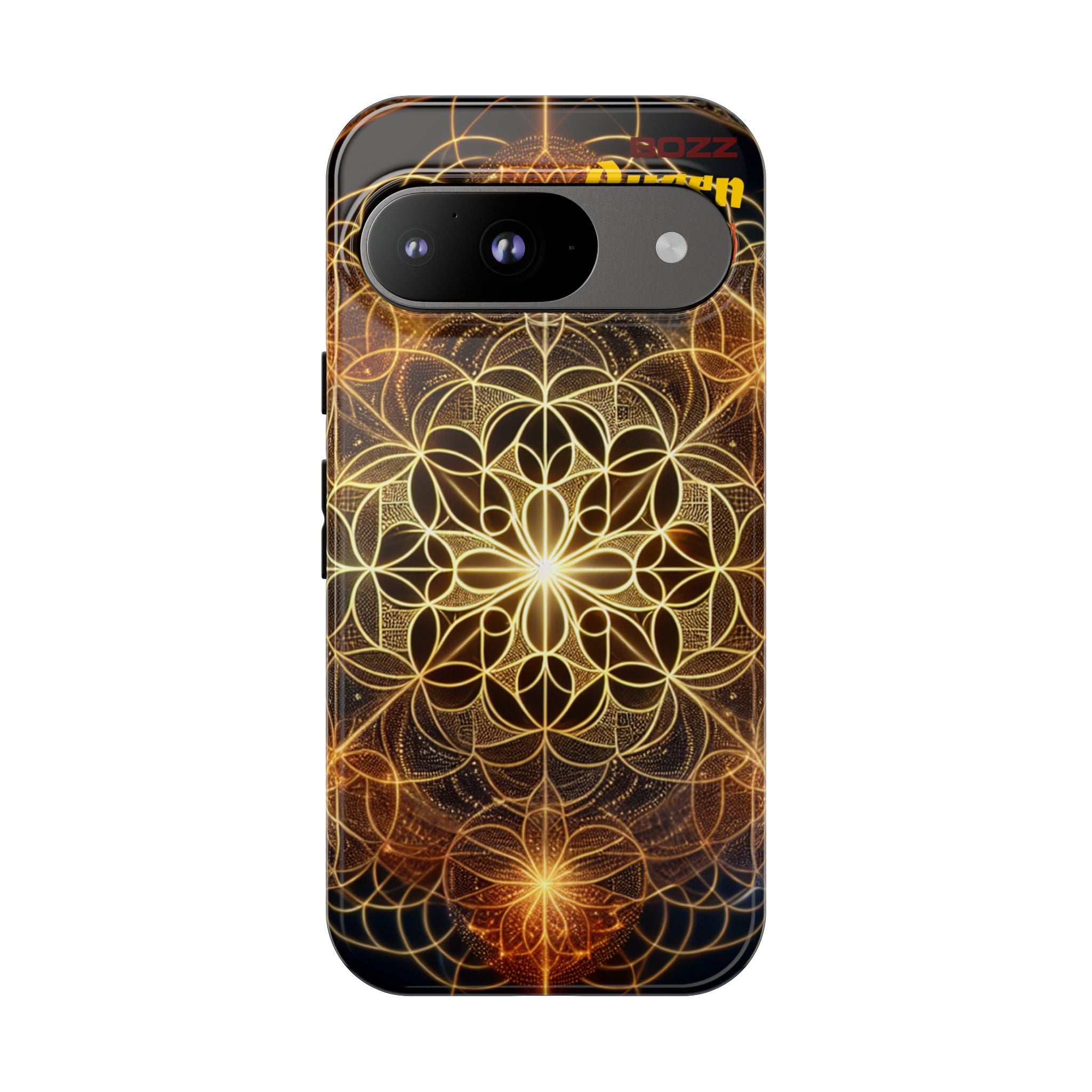 Golden Flower Mandala Phone Case, Tough Cases, Bohemian Phone Cover, Unique Gift for Him/Her, Spiritual and Artistic Design