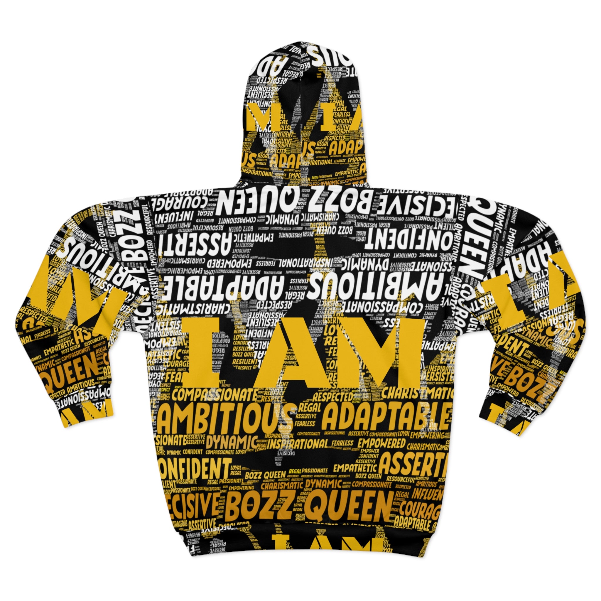 BOZZ QUEEN I AM Series Empowering Unisex Zip Hoodie - Motivational Confidence Wear