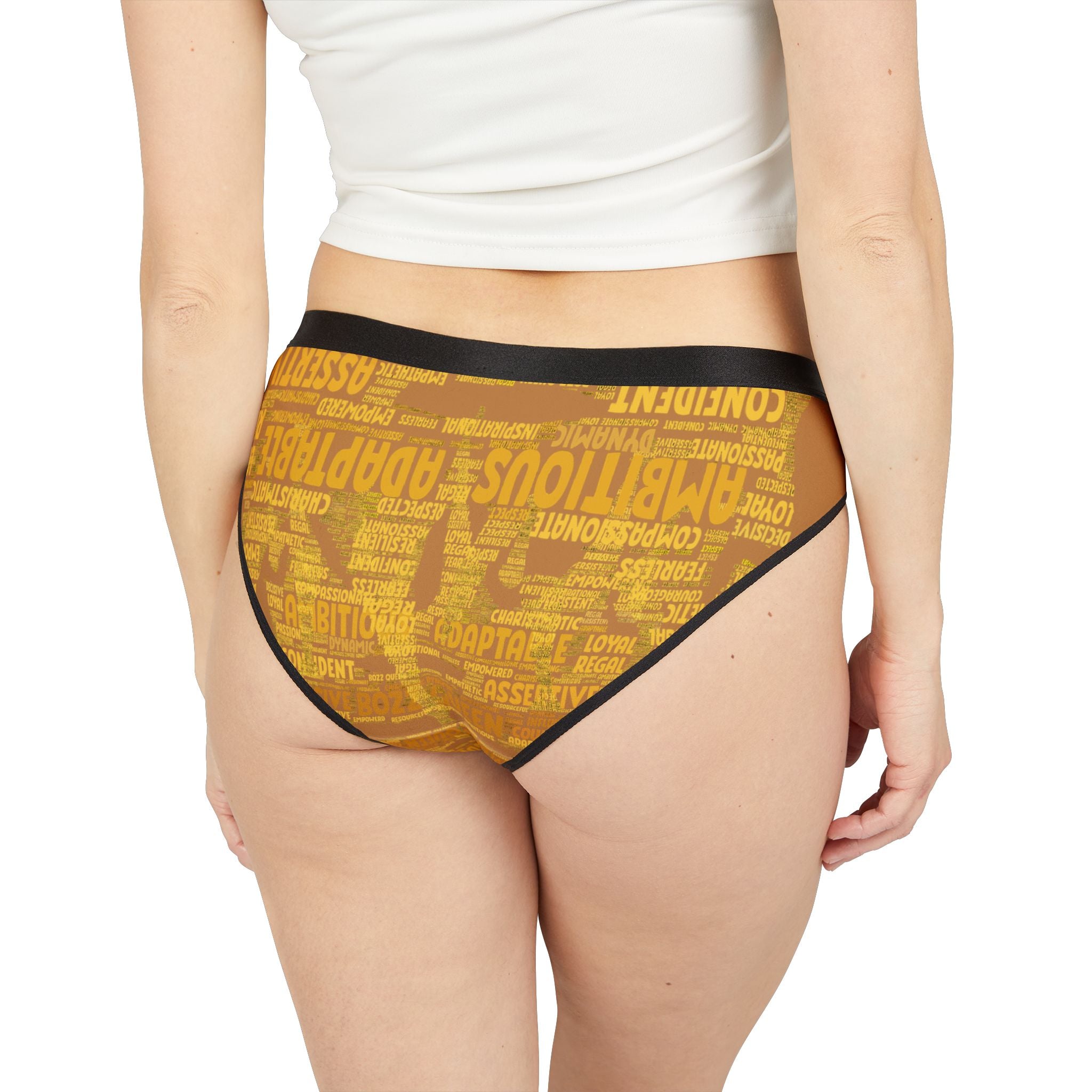 Women's Light Brown Yellow Motivational Underwear - Bold Statement Lingerie