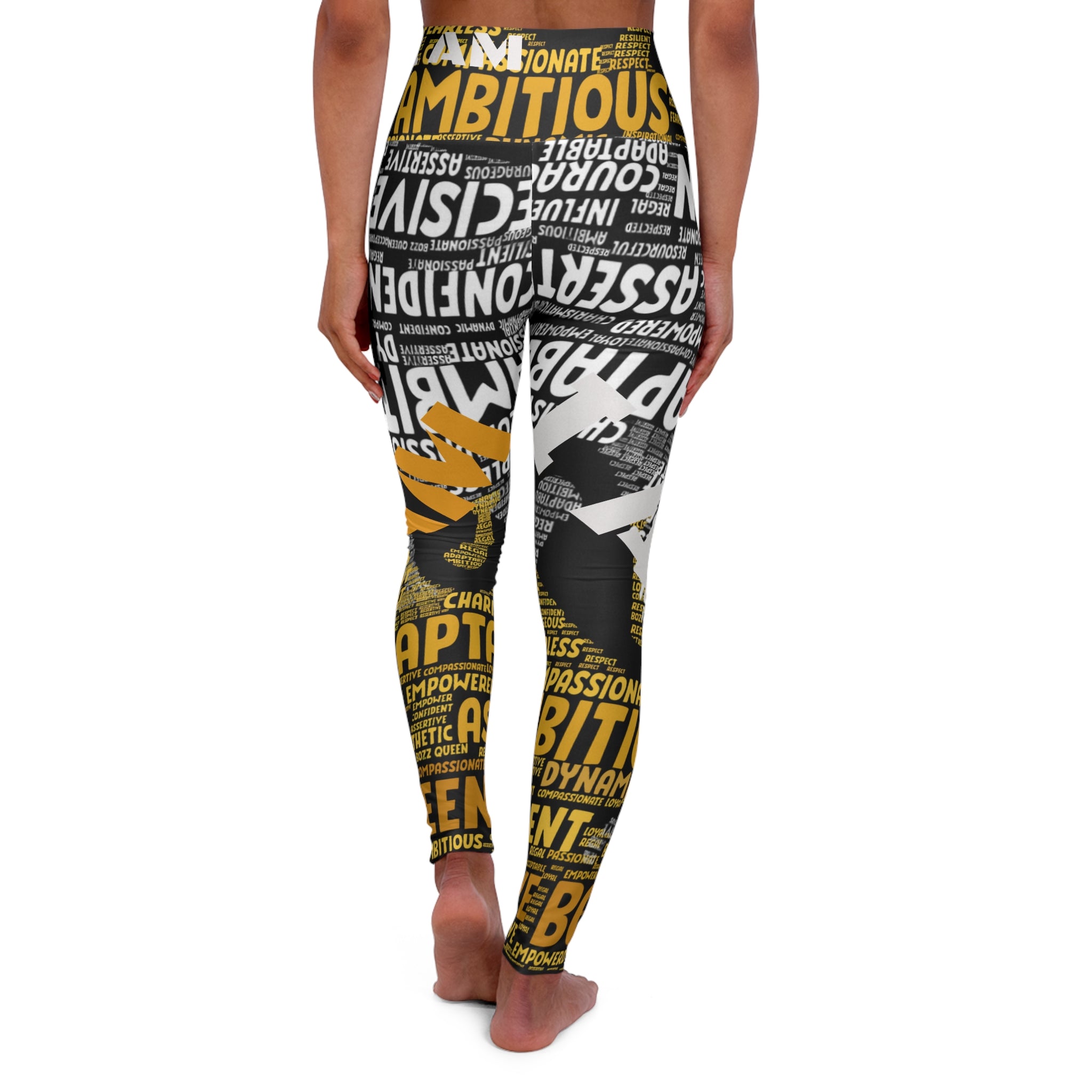 BOZZ QUEEN I AM Series Empowerment High Waisted Yoga Leggings - Motivational Activewear