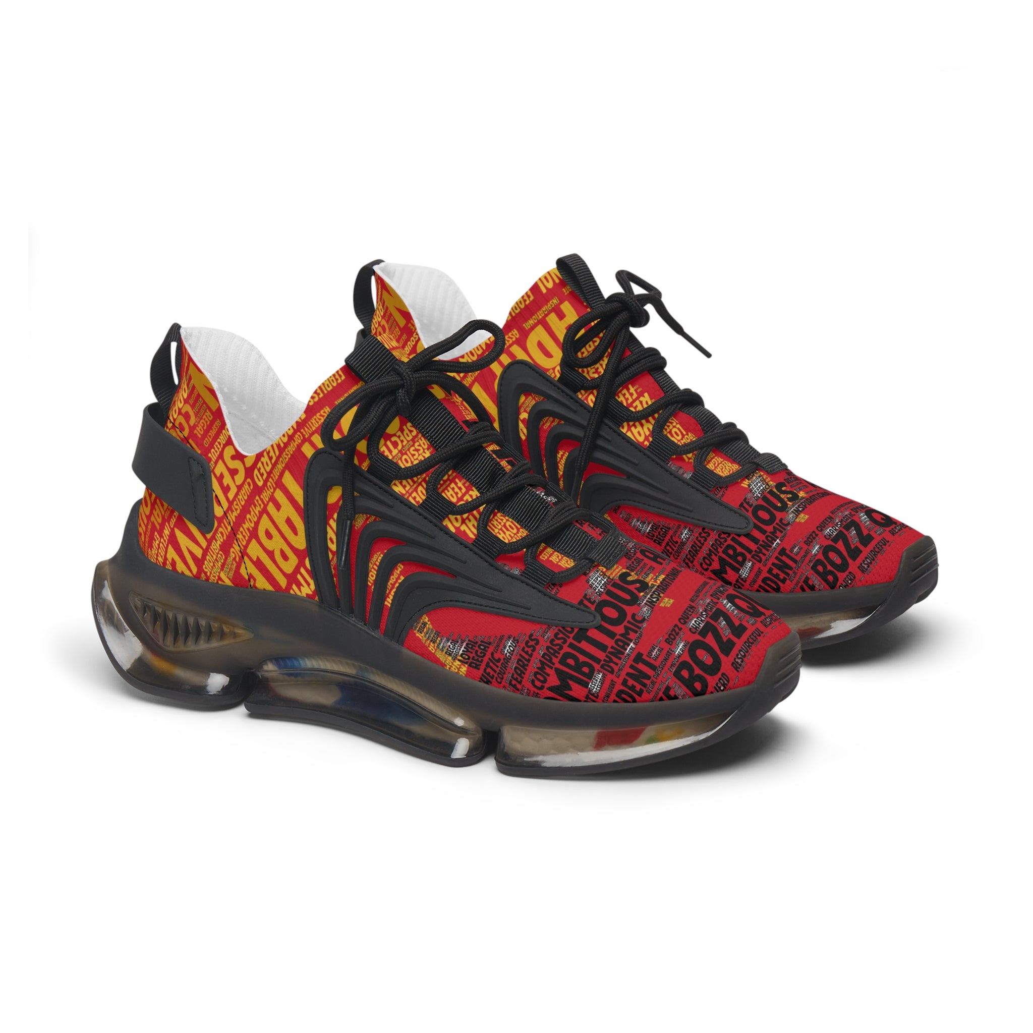 I AM Series Dark Red Women's Mesh Sneakers - Bold Graphic Athletic Shoes
