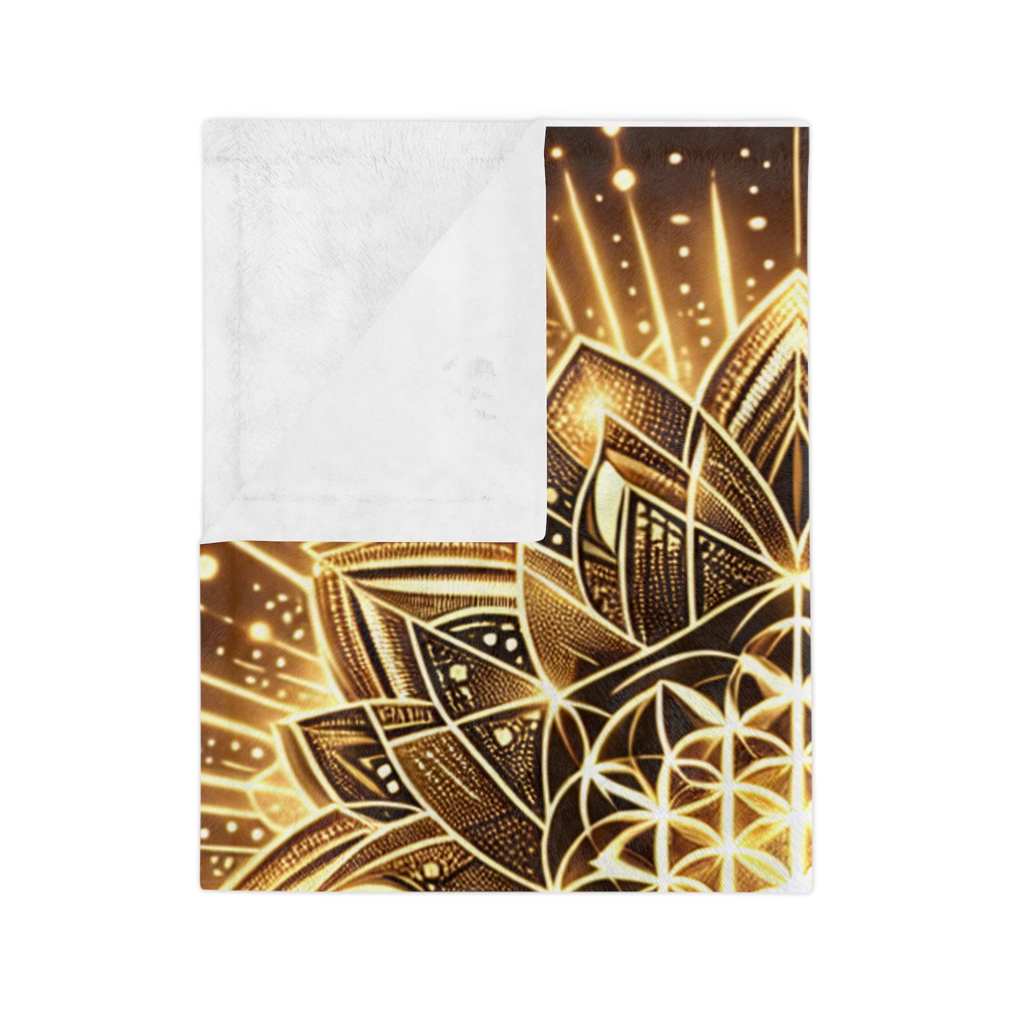 Golden Mandala Velveteen Blanket, Cozy Throw Blanket, Boho Home Decor, Yoga Lover Gift, Meditation Blanket, Warm Soft Blanket