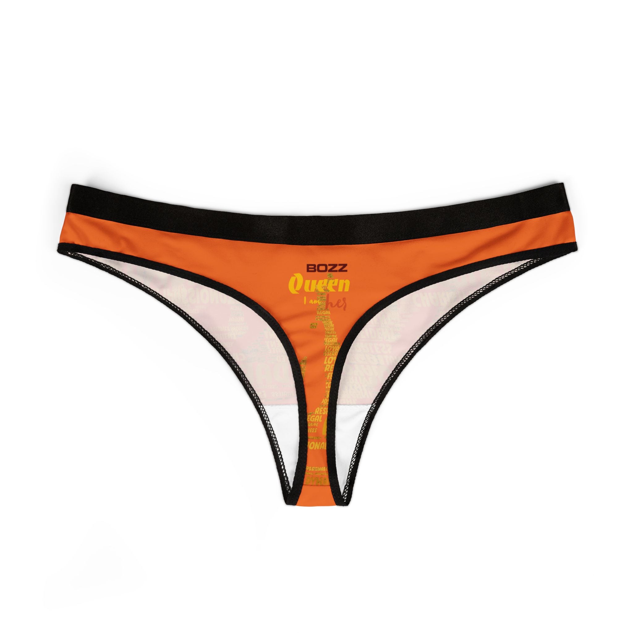 Women's Light Orange Yellow Thongs - Bold Statement Motivational Lingerie