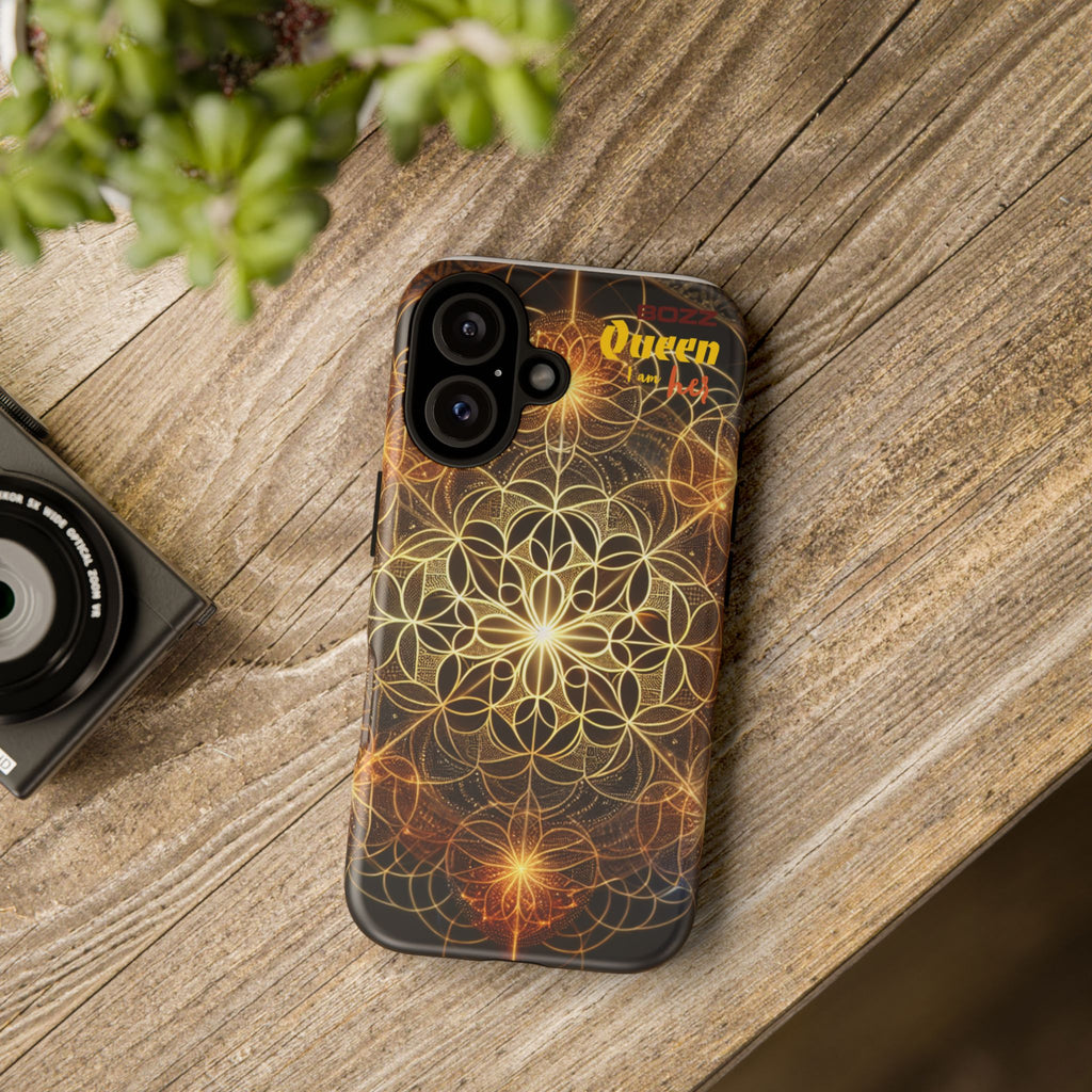 Golden Flower Mandala Phone Case, Tough Cases, Bohemian Phone Cover, Unique Gift for Him/Her, Spiritual and Artistic Design