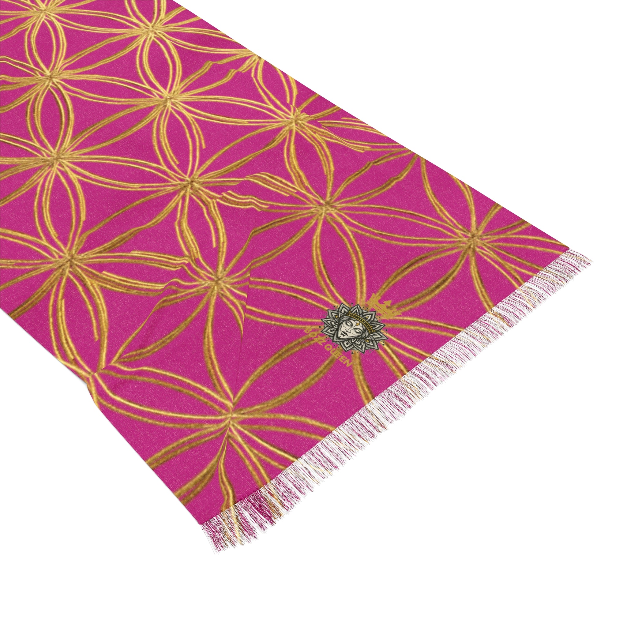 Flower of Life Scarf - Pink & Gold Geometric Pattern | Bozz Queen