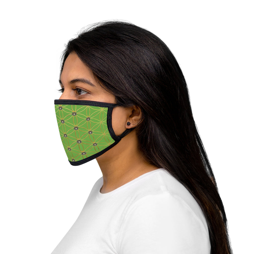 Bozz Queen Flower of Life Face Mask - Green & Gold Stylish Breathable Cloth Mask