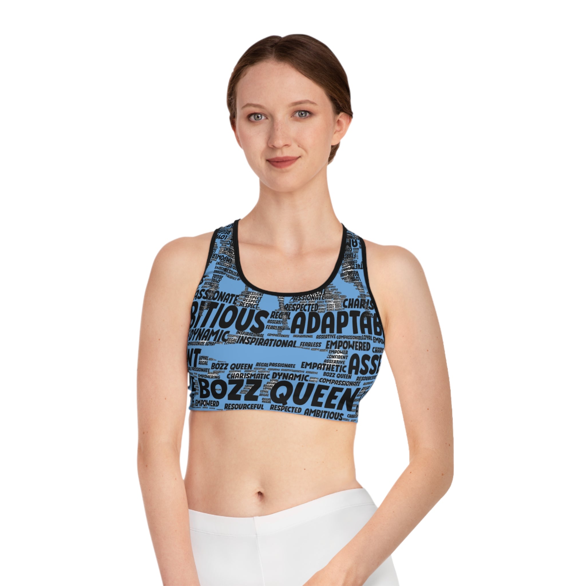 Empowering Sports Bra - Bozz Queen Origin Collection | Light Pink & Black