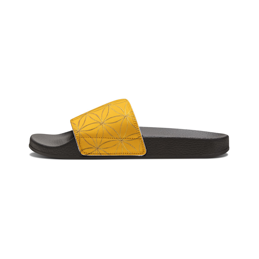 Bozz Queen Yellow Flower of Life Women's Sandals - Removable Strap Beach Slides