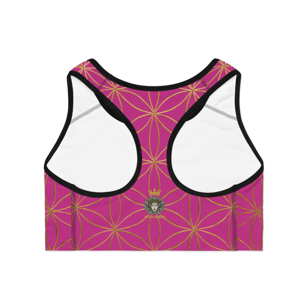 Bozz Queen Pink & Gold Flower of Life Sports Bra - Yoga Workout Top