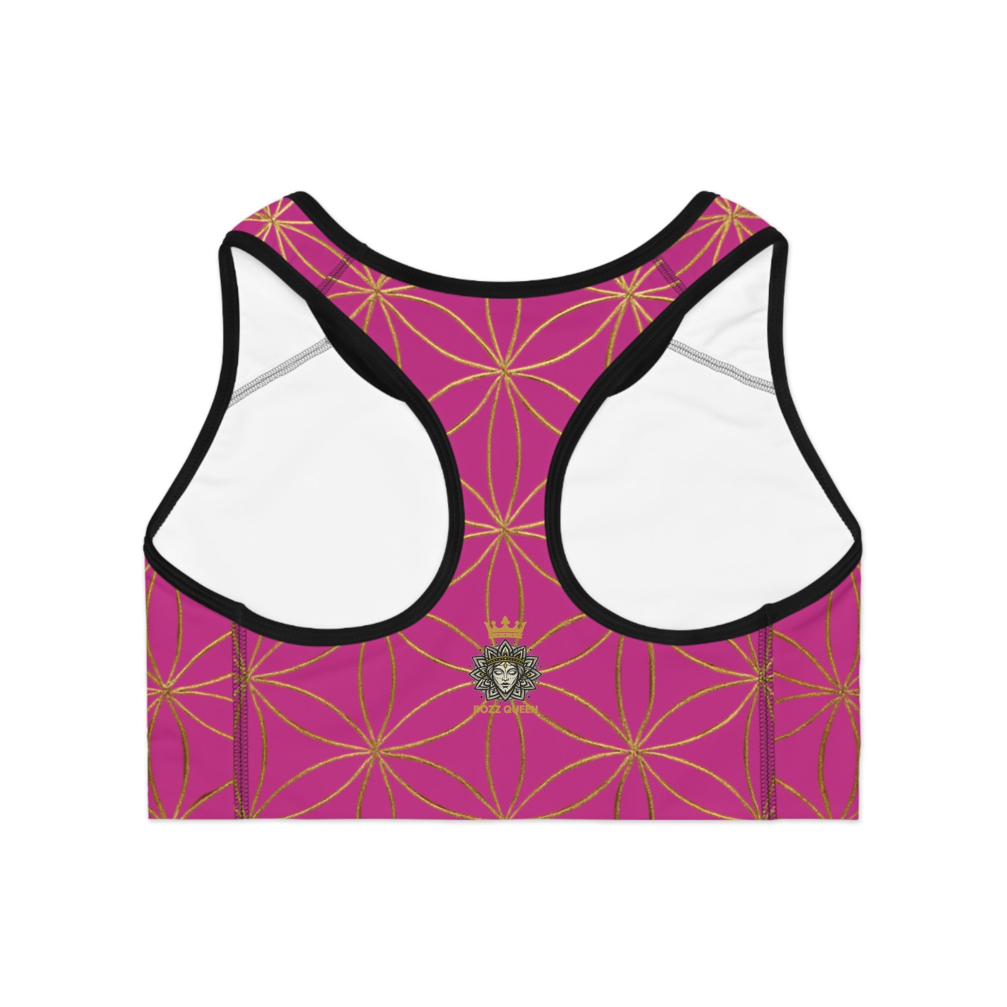 Bozz Queen Pink & Gold Flower of Life Sports Bra - Yoga Workout Top