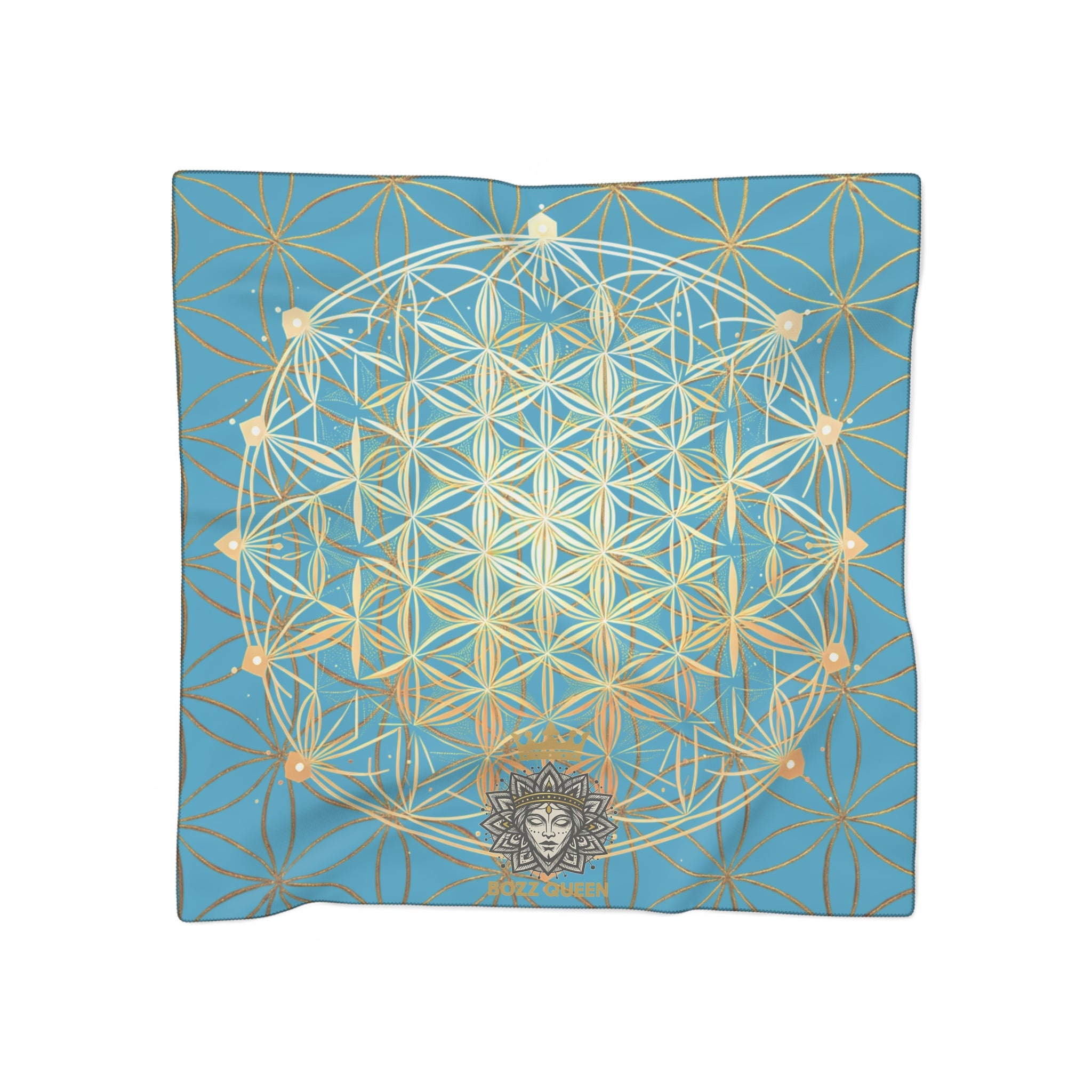 Flower of Life Turquoise Scarf - Sacred Geometry Spiritual Accessory