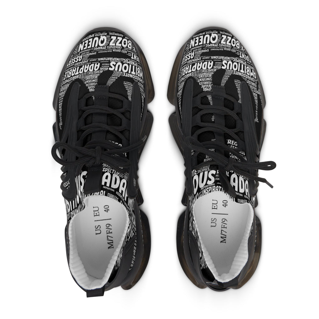Bozz Queen Women's Mesh Sneakers - Ultra-Lightweight Black & White Athletic Shoes for Everyday Comfort & Style