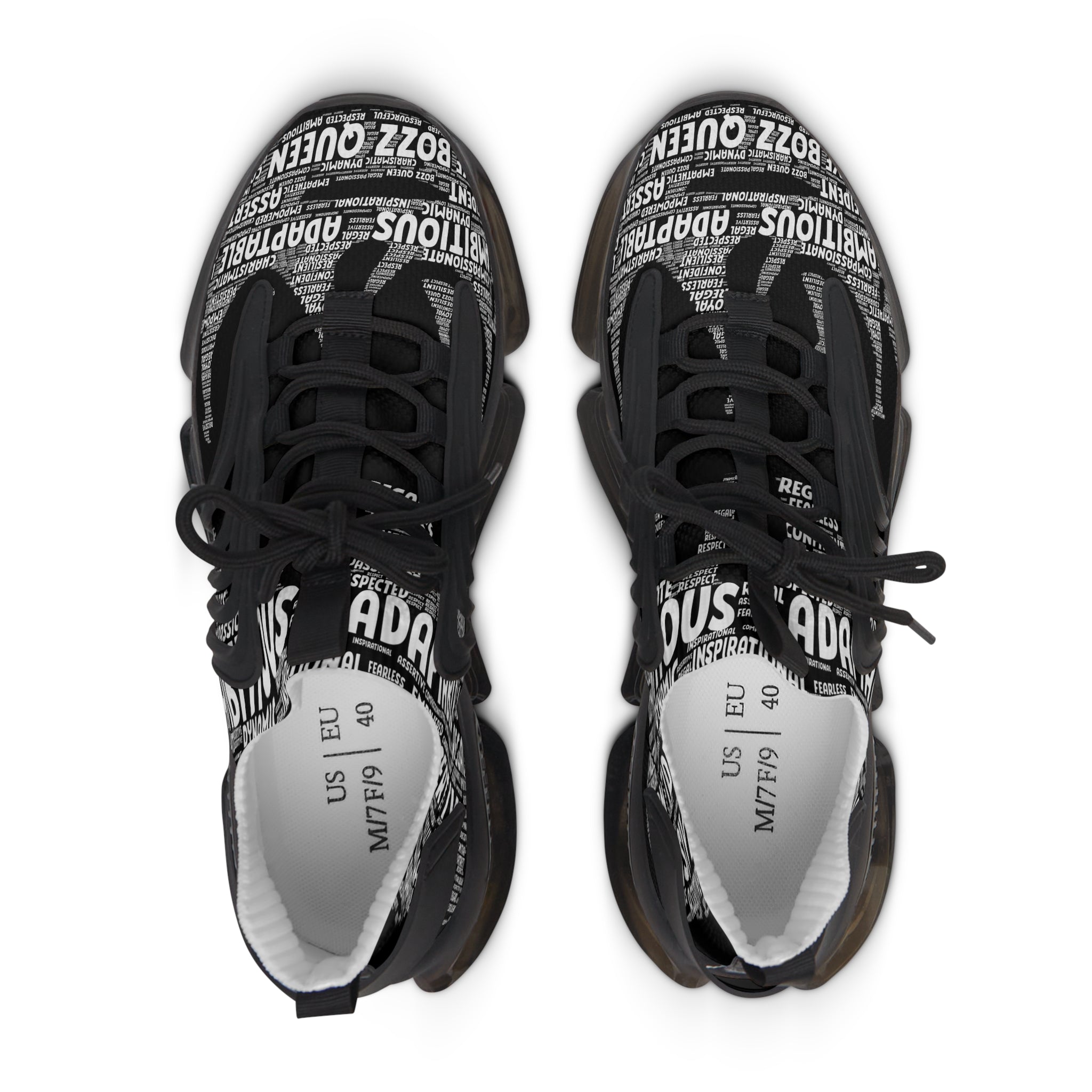 Bozz Queen Women's Mesh Sneakers - Ultra-Lightweight Black & White Athletic Shoes for Everyday Comfort & Style