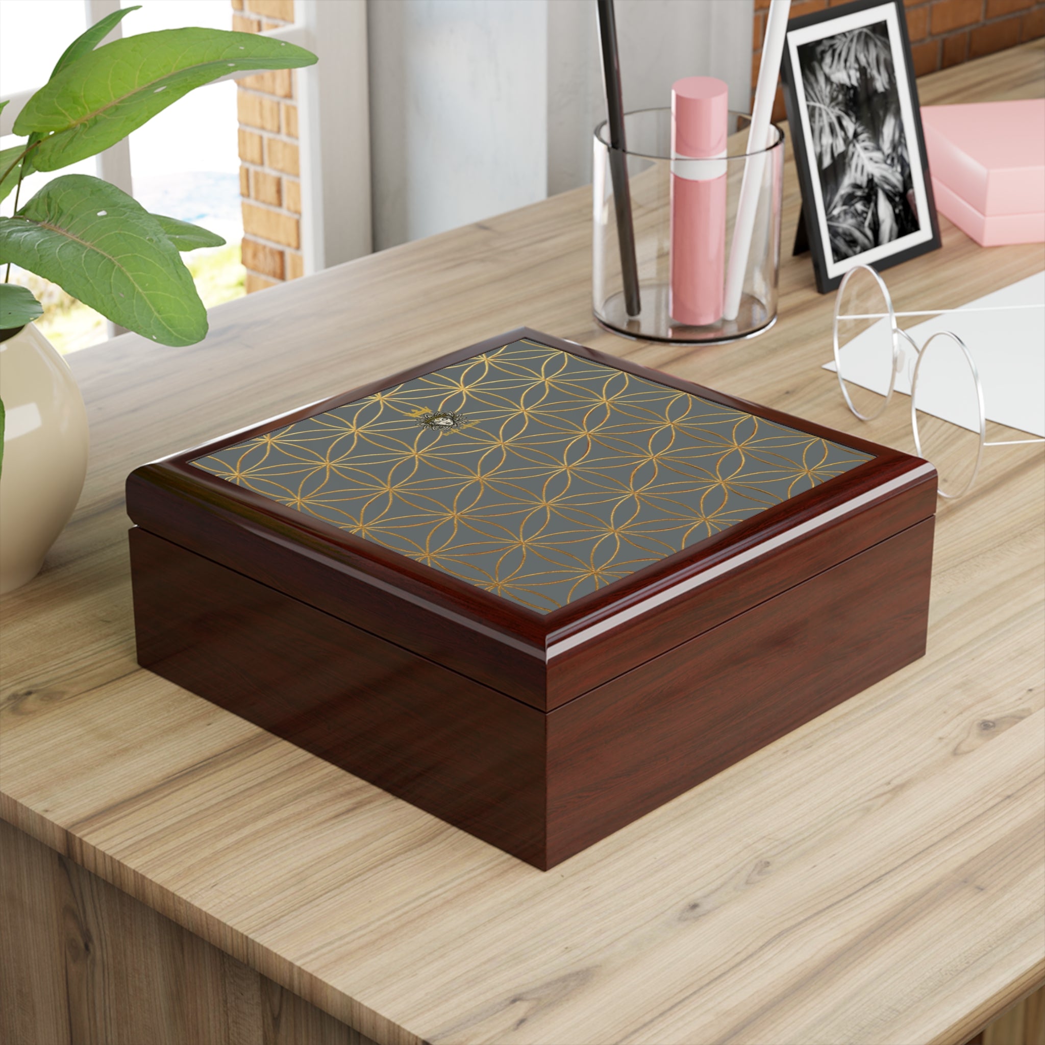 Flower of Life Jewelry Box - Dark Grey Elegant Keepsake Organizer