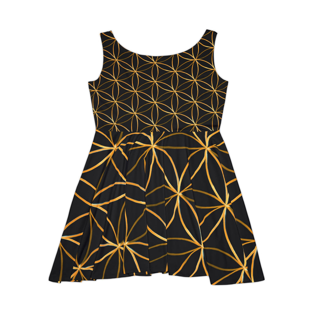 Gold Flower of Life Skater Dress - Women's Stylish Party & Casual Dress