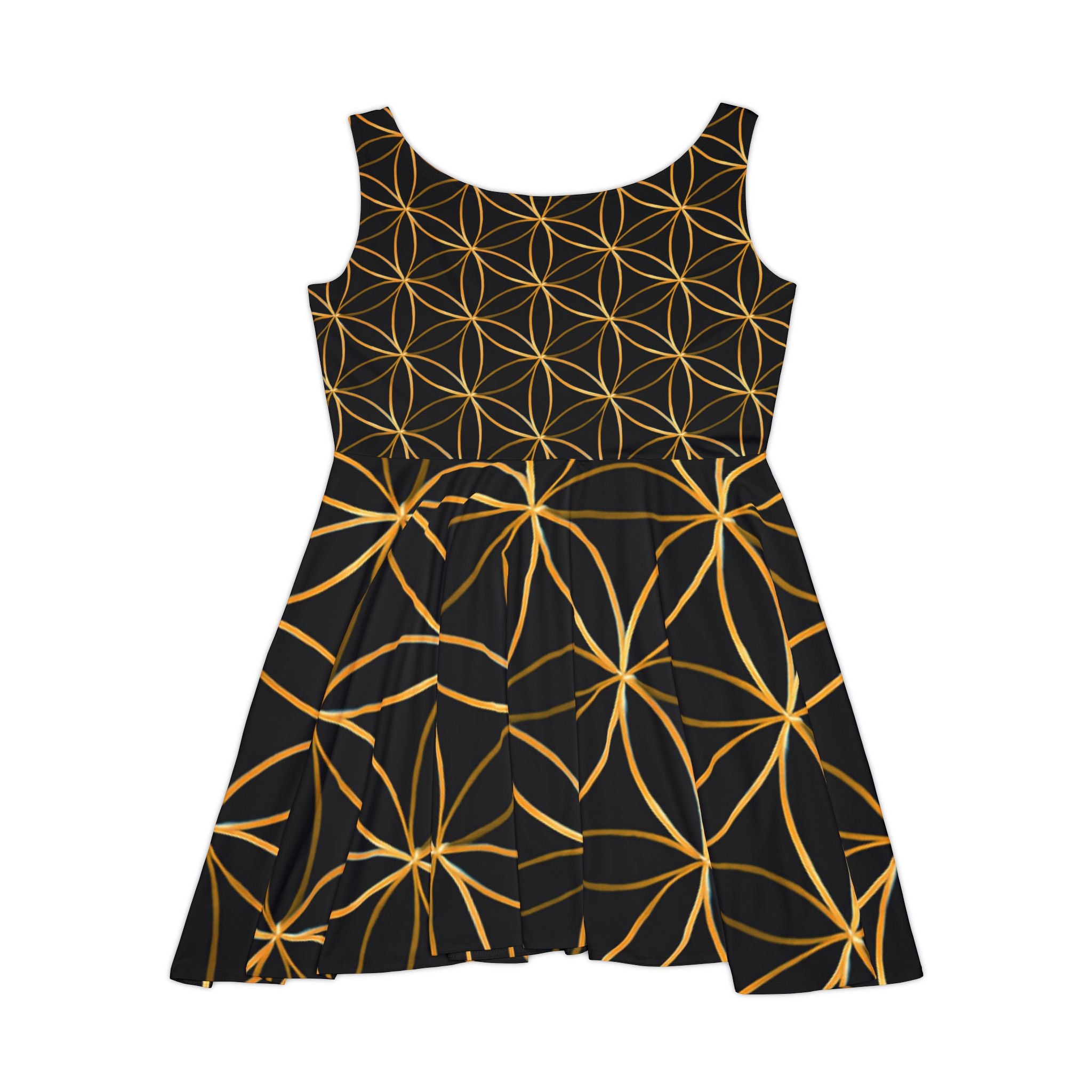 Gold Flower of Life Skater Dress - Women's Stylish Party & Casual Dress