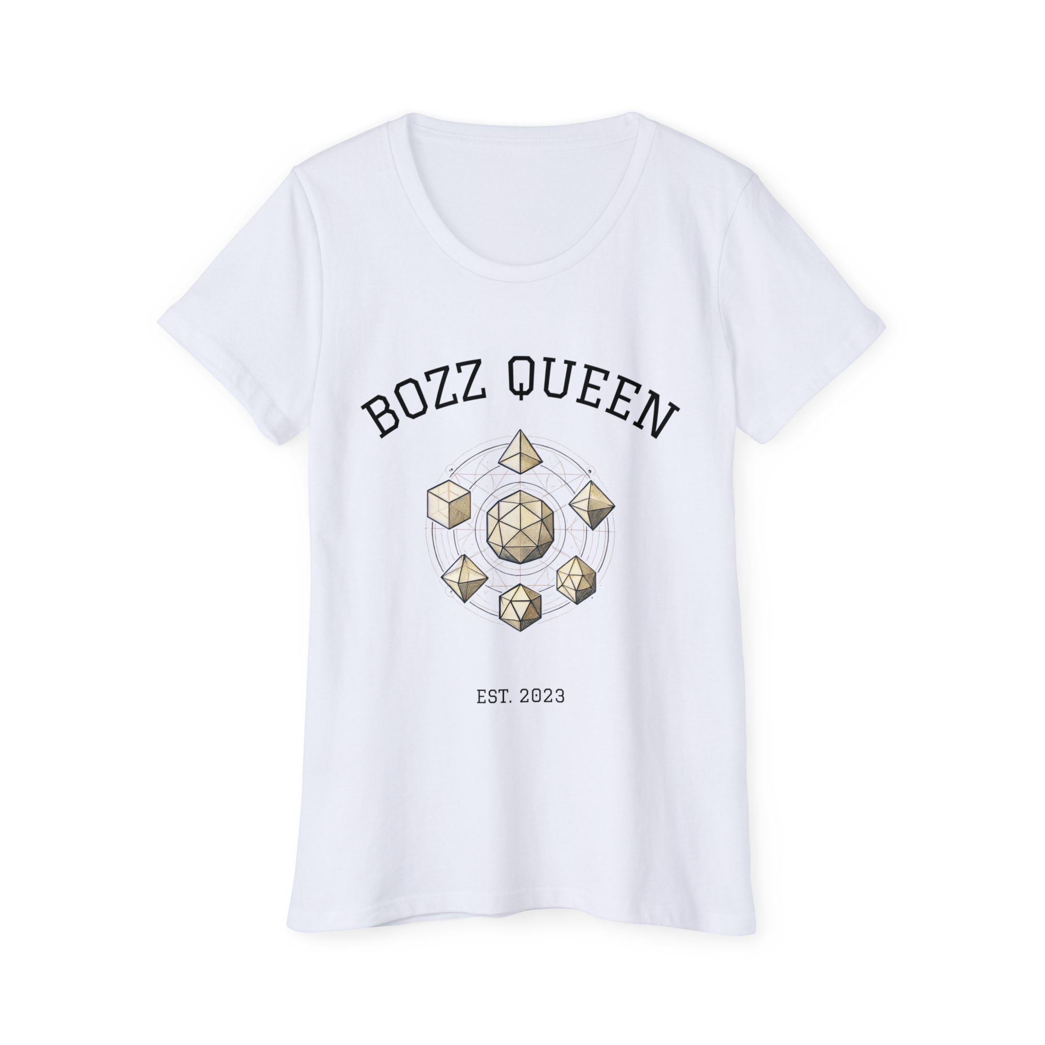 Bozz Queen Platonic Solids Sacred Geometry T-Shirt - Women's Organic Cotton Tee