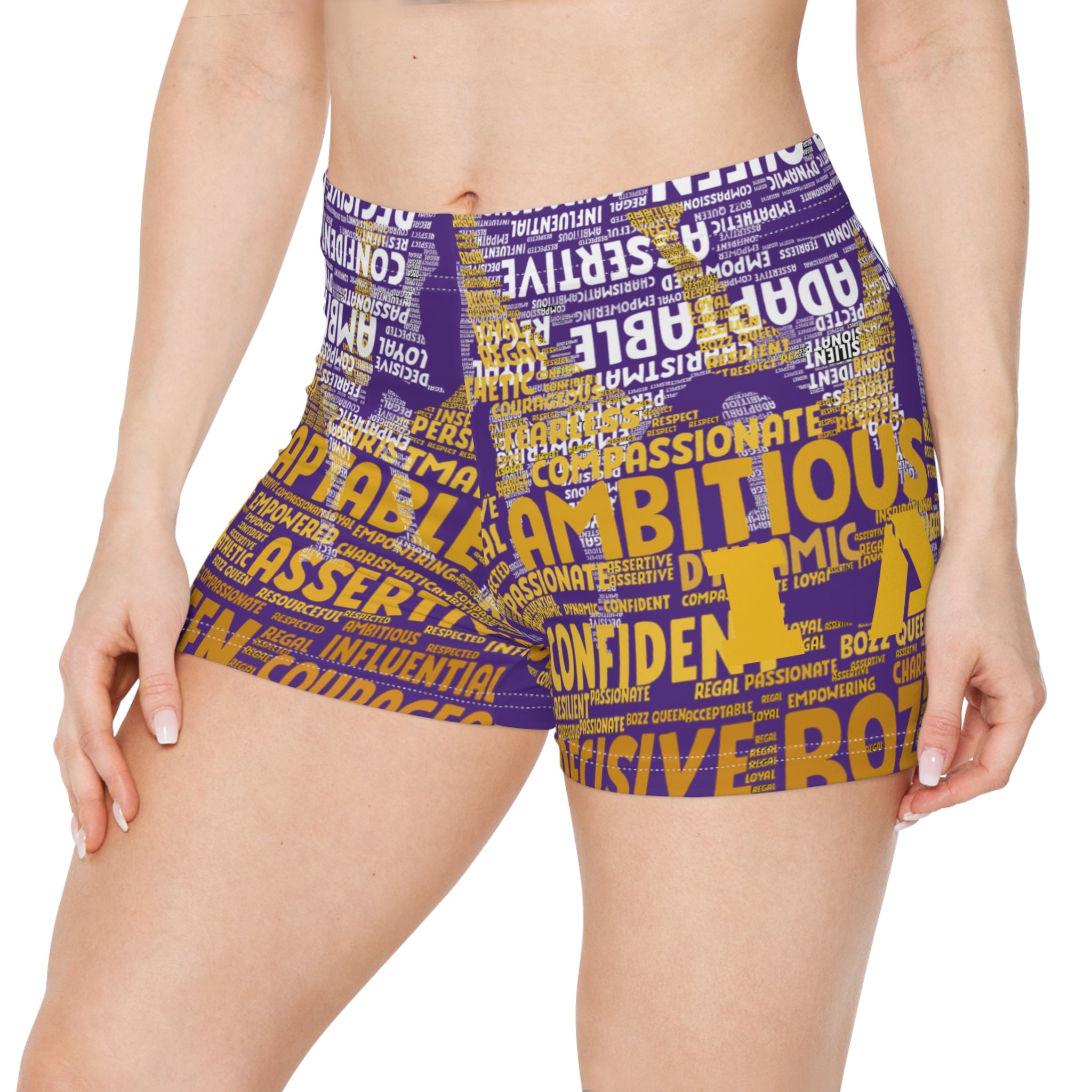 Purple I AM Series Women's Empowerment Shorts - Motivational Activewear