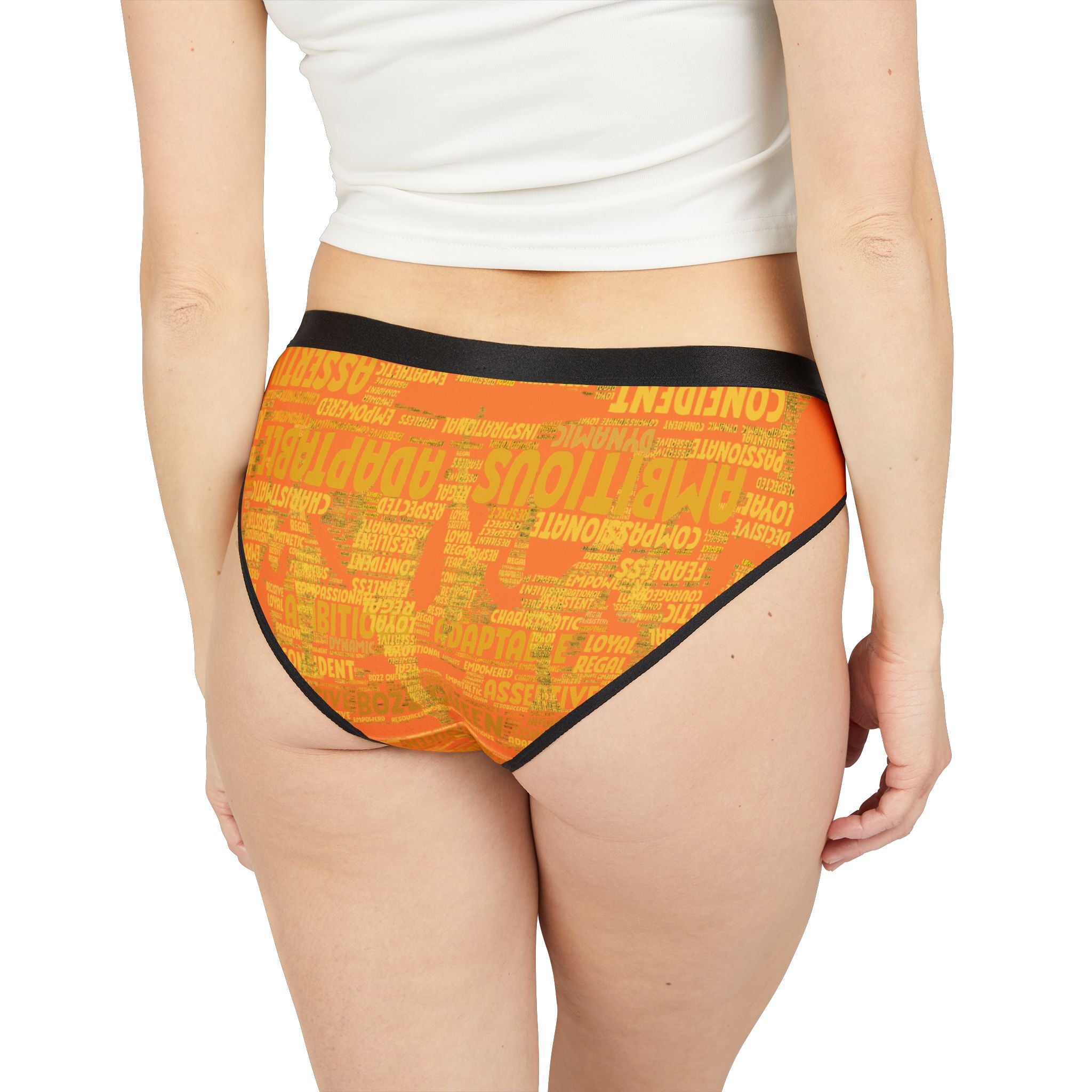 Women's Light Orange Yellow Motivational Underwear - Bold Statement Lingerie