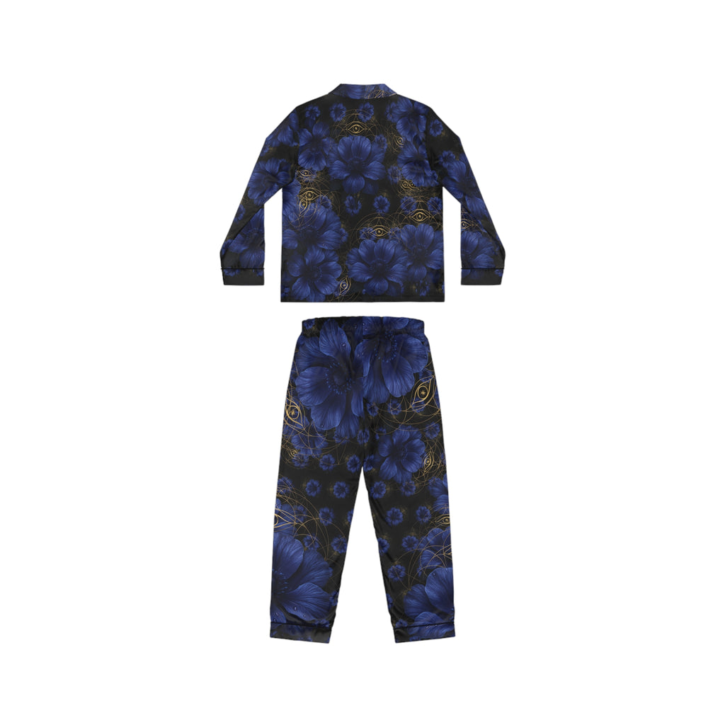 Third Eye Chakra Floral Satin Pajamas Set - Luxurious Women's Sleepwear Gift