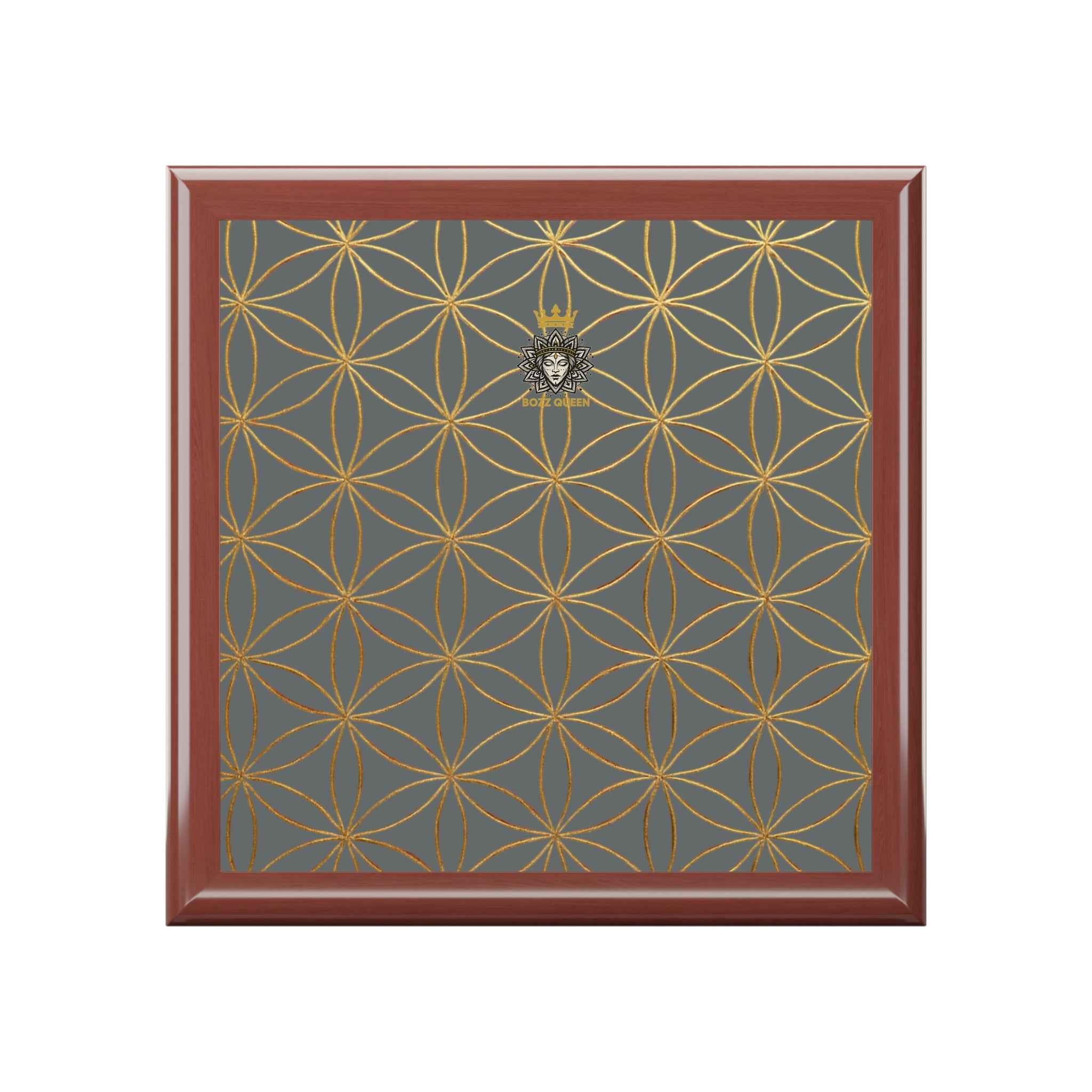 Flower of Life Jewelry Box - Dark Grey Elegant Keepsake Organizer